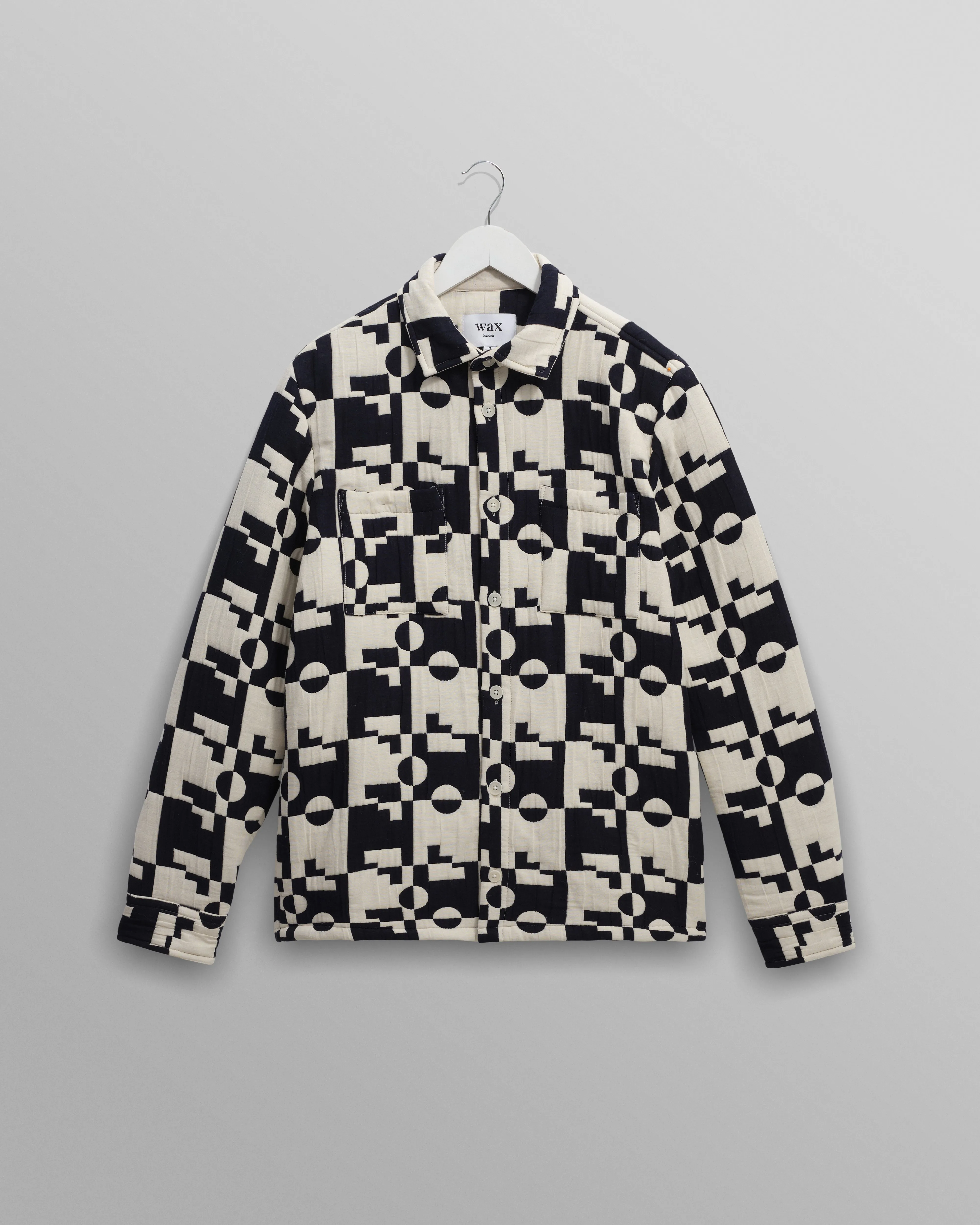 Otto - Navy And Ecru Jigsaw Jacquard Overshirt sold by Wax London