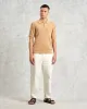 Naples - Camel Textured Knitted Polo Shirt sold by Wax London