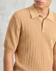 Naples - Camel Textured Knitted Polo Shirt sold by Wax London