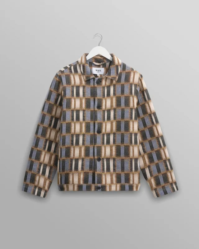 Iggy - Beige And Blue Ombre Grid Jacket sold by Wax London