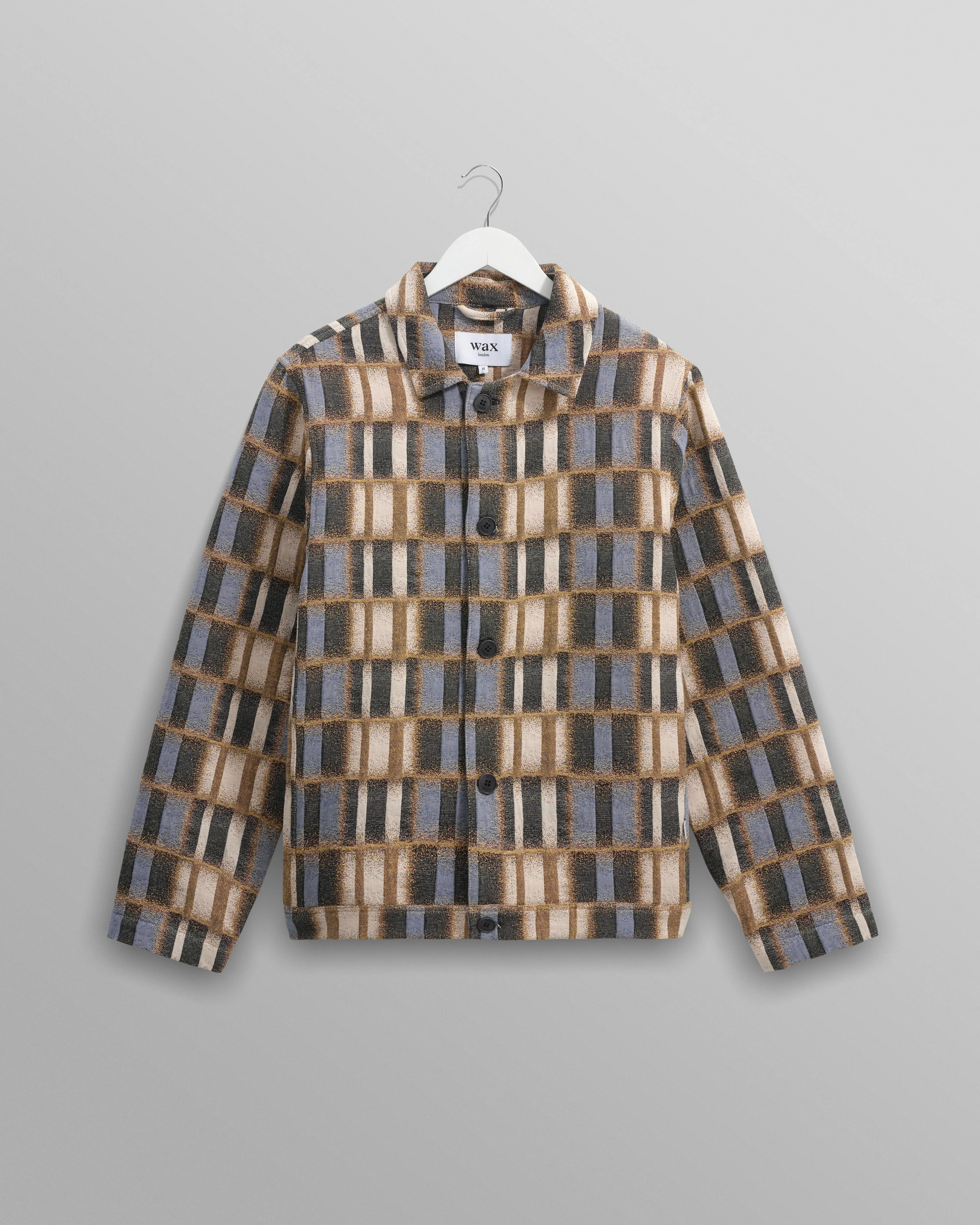 Iggy - Beige And Blue Ombre Grid Jacket sold by Wax London