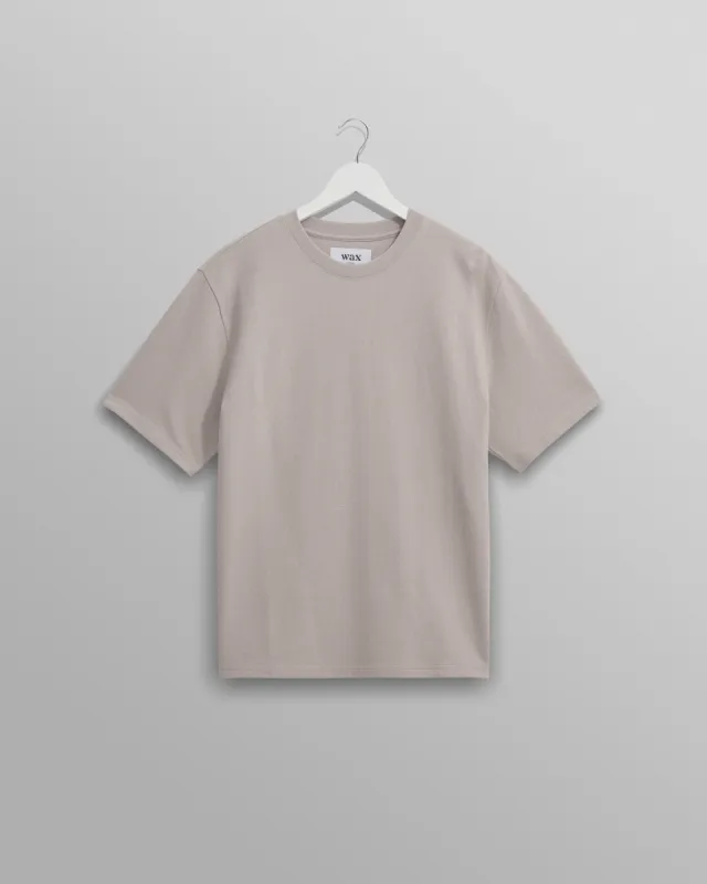 Dean - Taupe Grey Textured Organic Cotton T-Shirt sold by Wax London