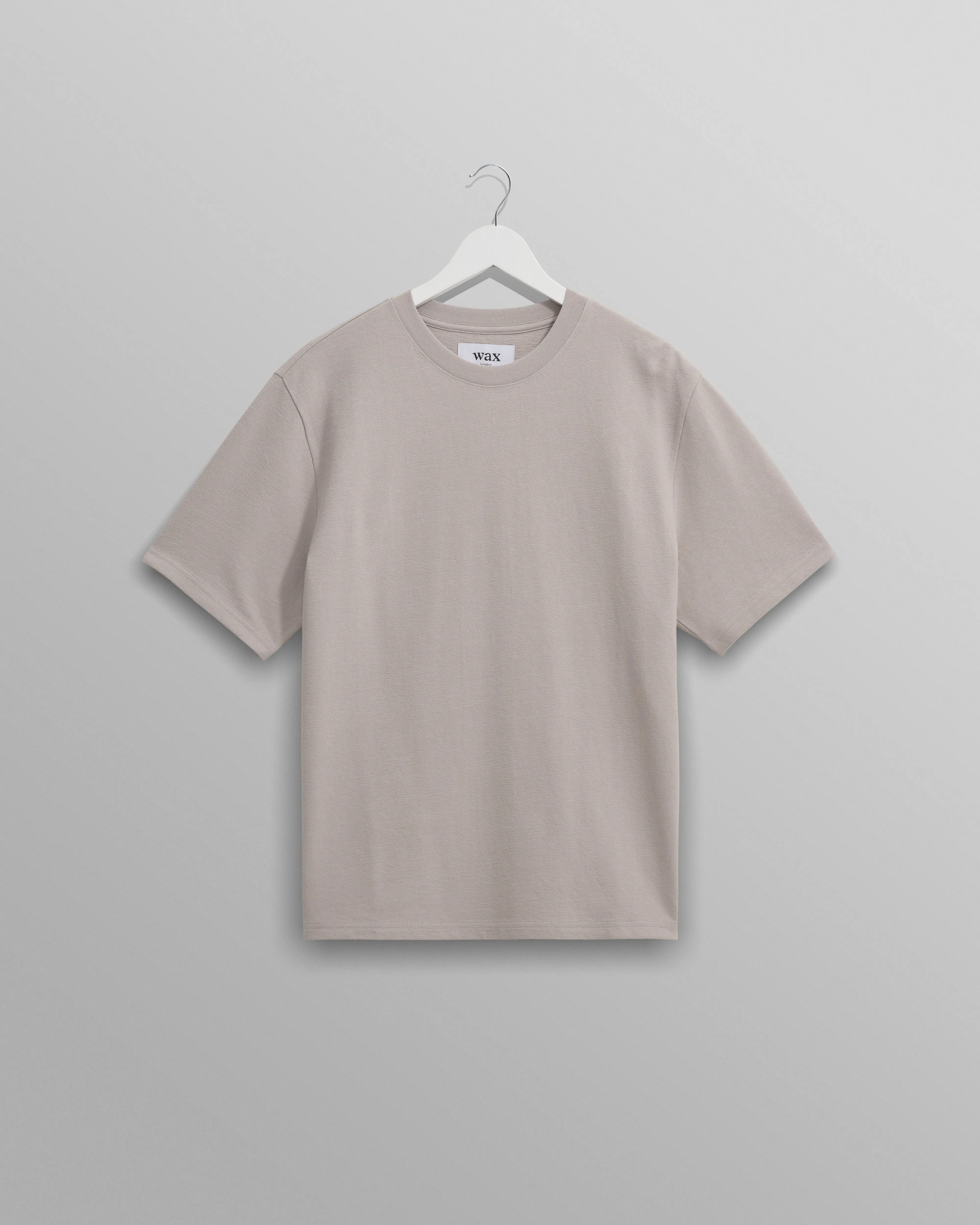 Dean - Taupe Grey Textured Organic Cotton T-Shirt sold by Wax London