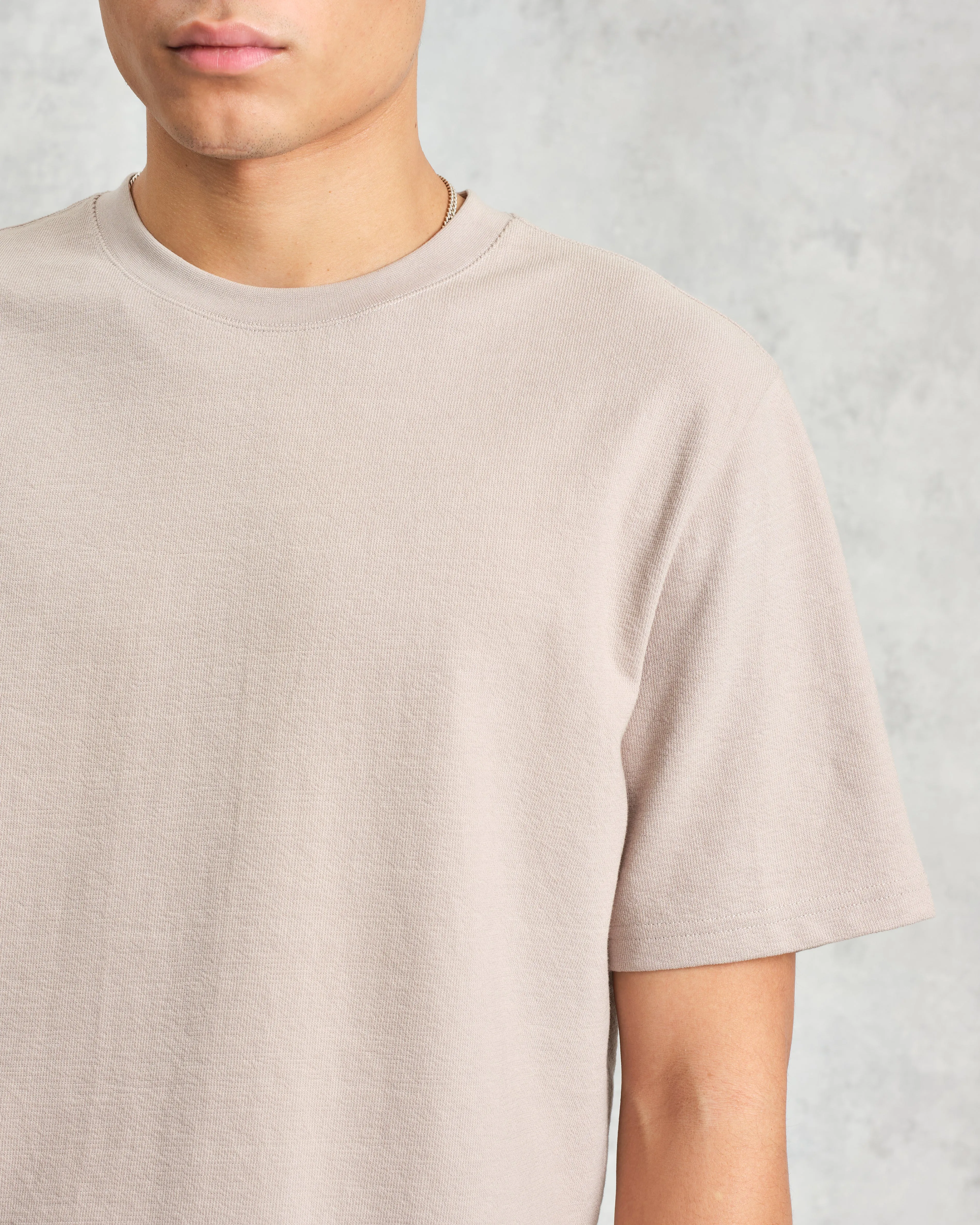 Dean - Taupe Grey Textured Organic Cotton T-Shirt sold by Wax London product image thumbnail 3