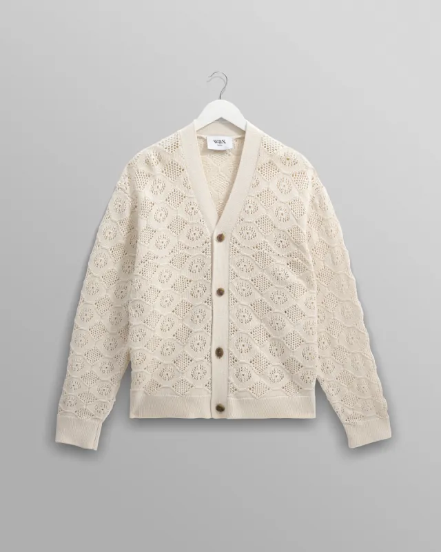 Crosby - Ecru Pointelle Cotton Cardigan made by Wax London