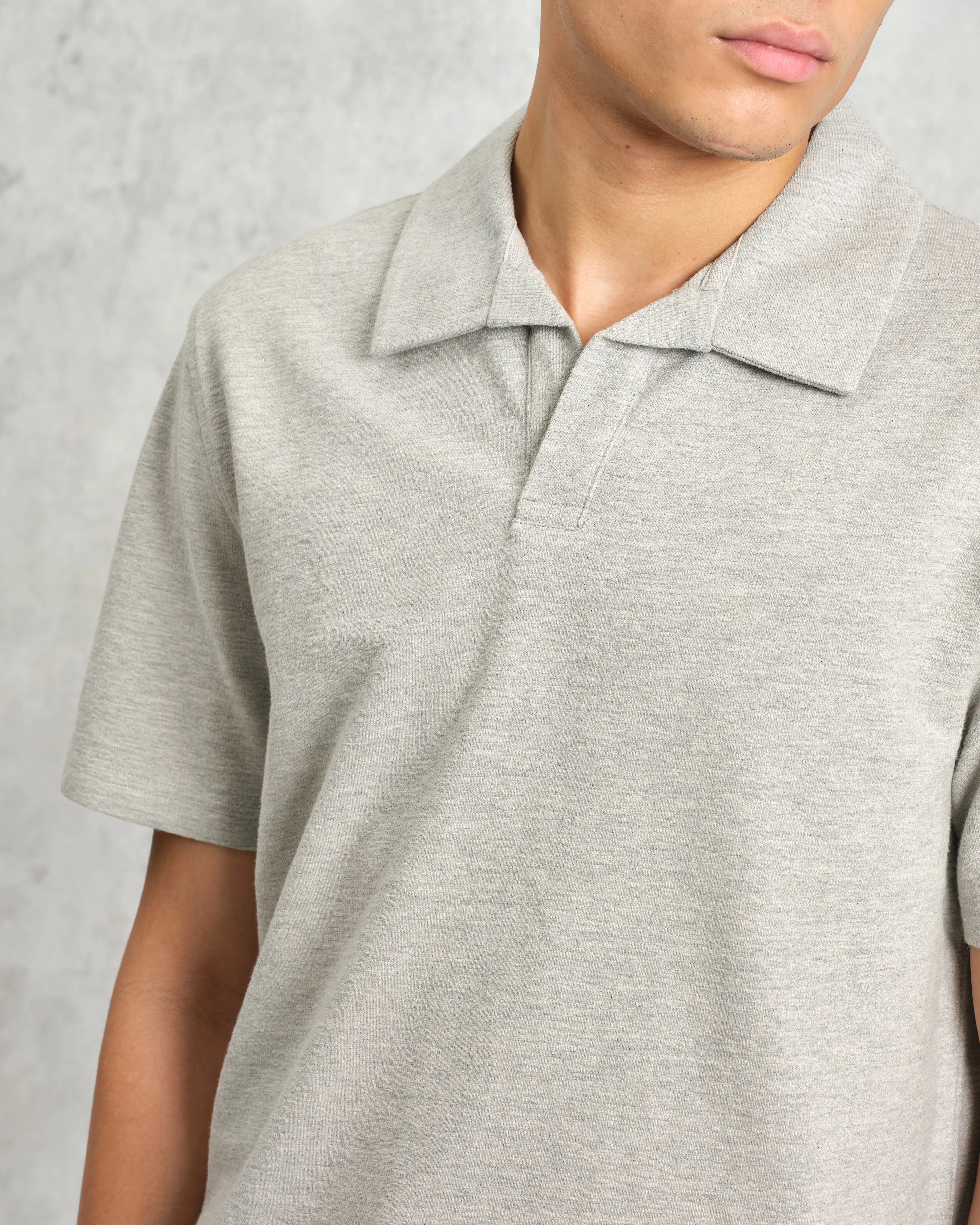 Atwood - Grey Marl Textured Organic Cotton Polo Shirt sold by Wax London product image thumbnail 3