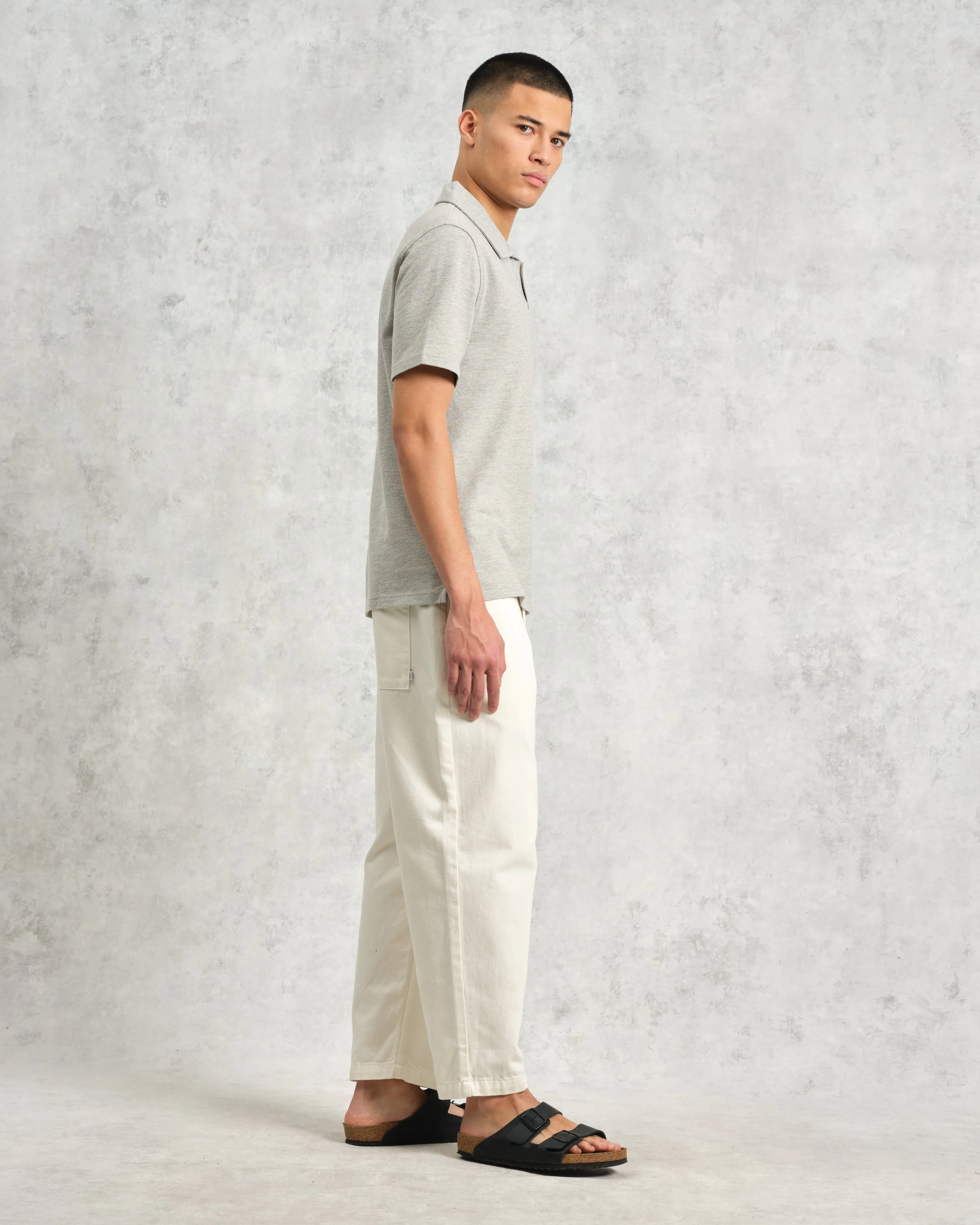 Atwood - Grey Marl Textured Organic Cotton Polo Shirt sold by Wax London product image thumbnail 5