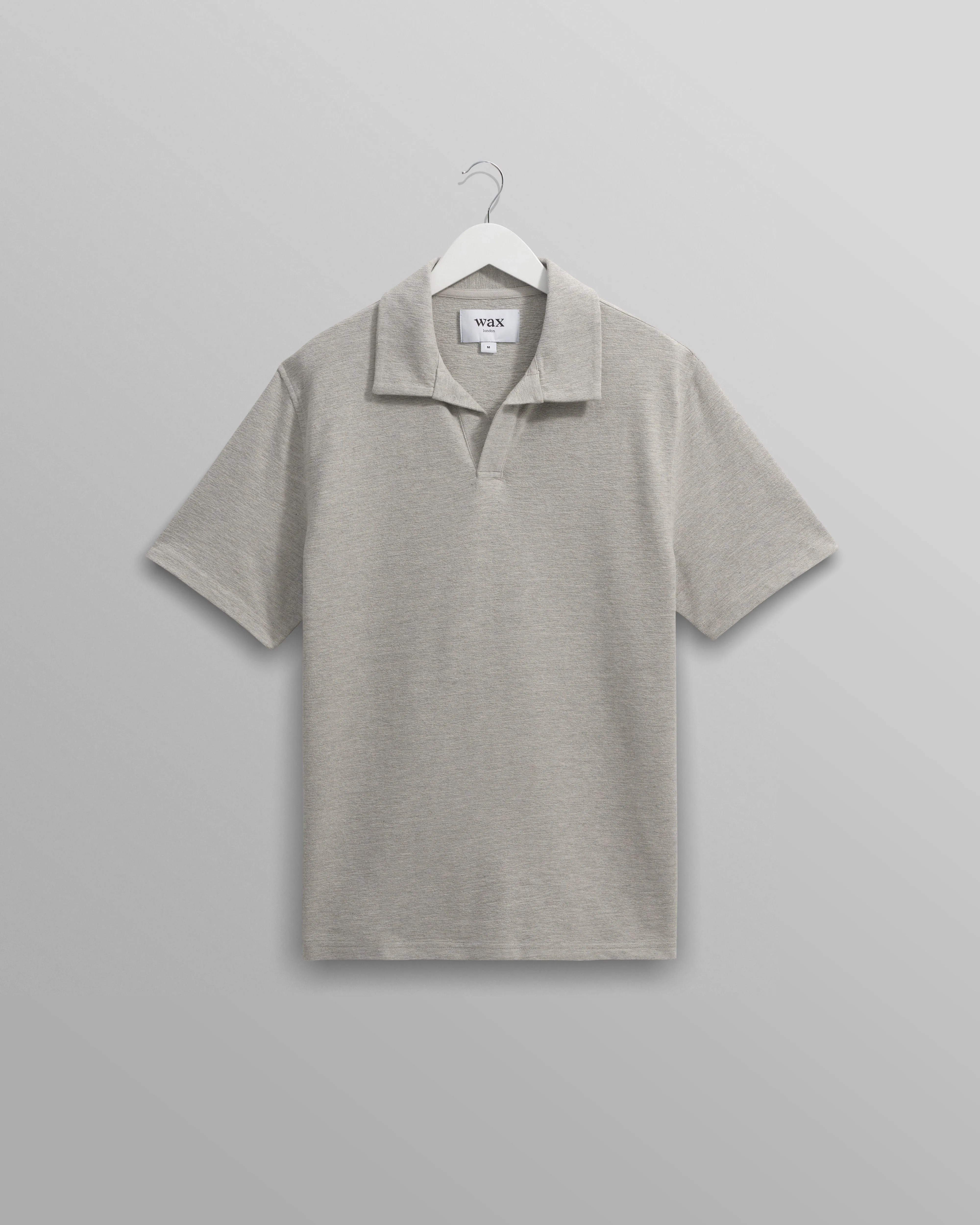 Atwood - Grey Marl Textured Organic Cotton Polo Shirt sold by Wax London
