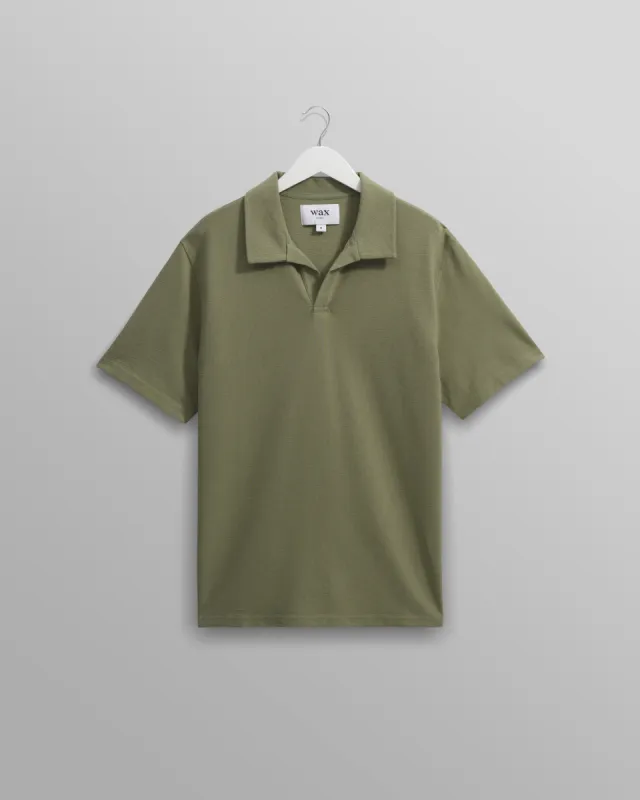 Atwood - Green Textured Organic Cotton Polo Shirt sold by Wax London