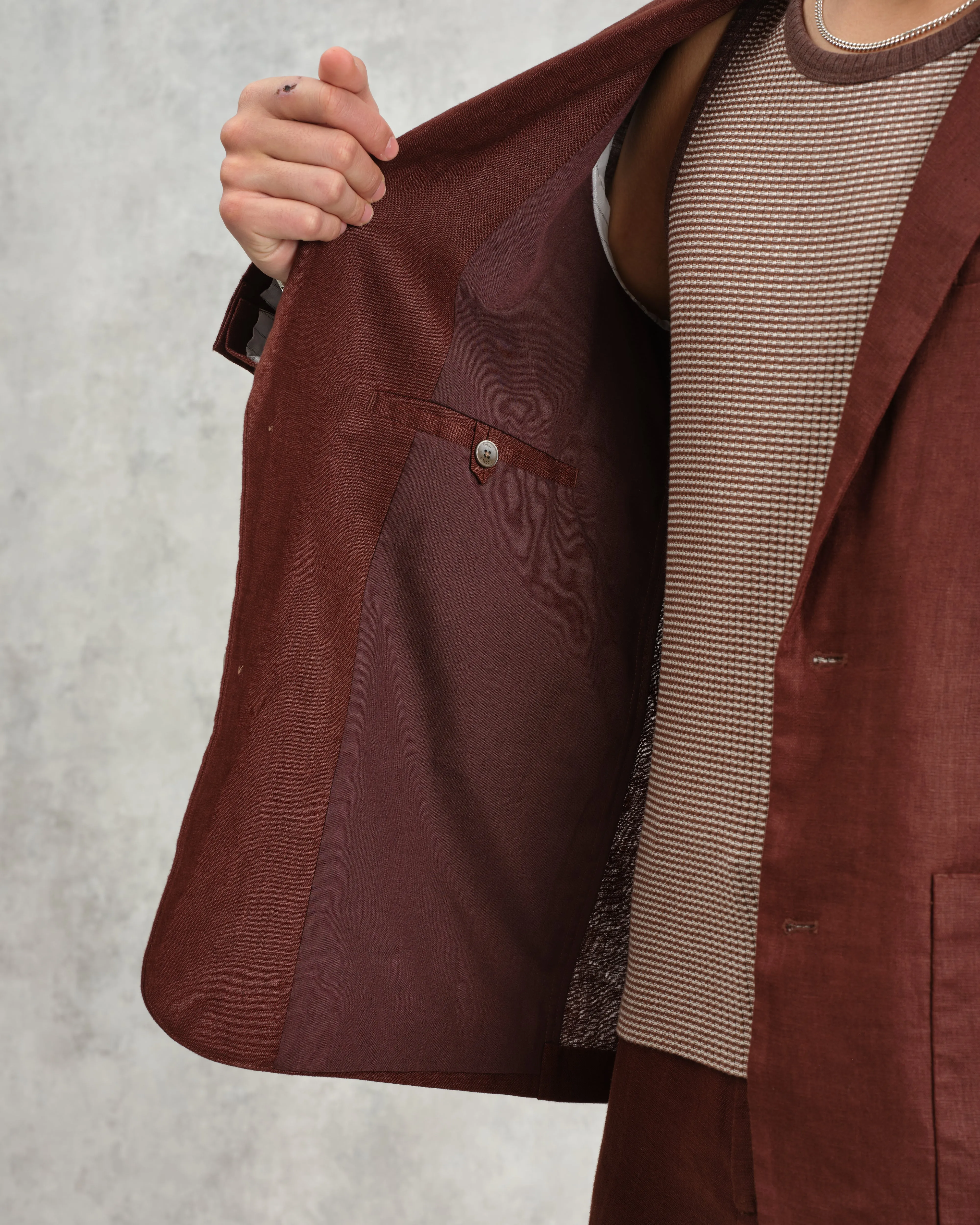 Fintry - Merlot Linen Blazer sold by Wax London product image thumbnail 5