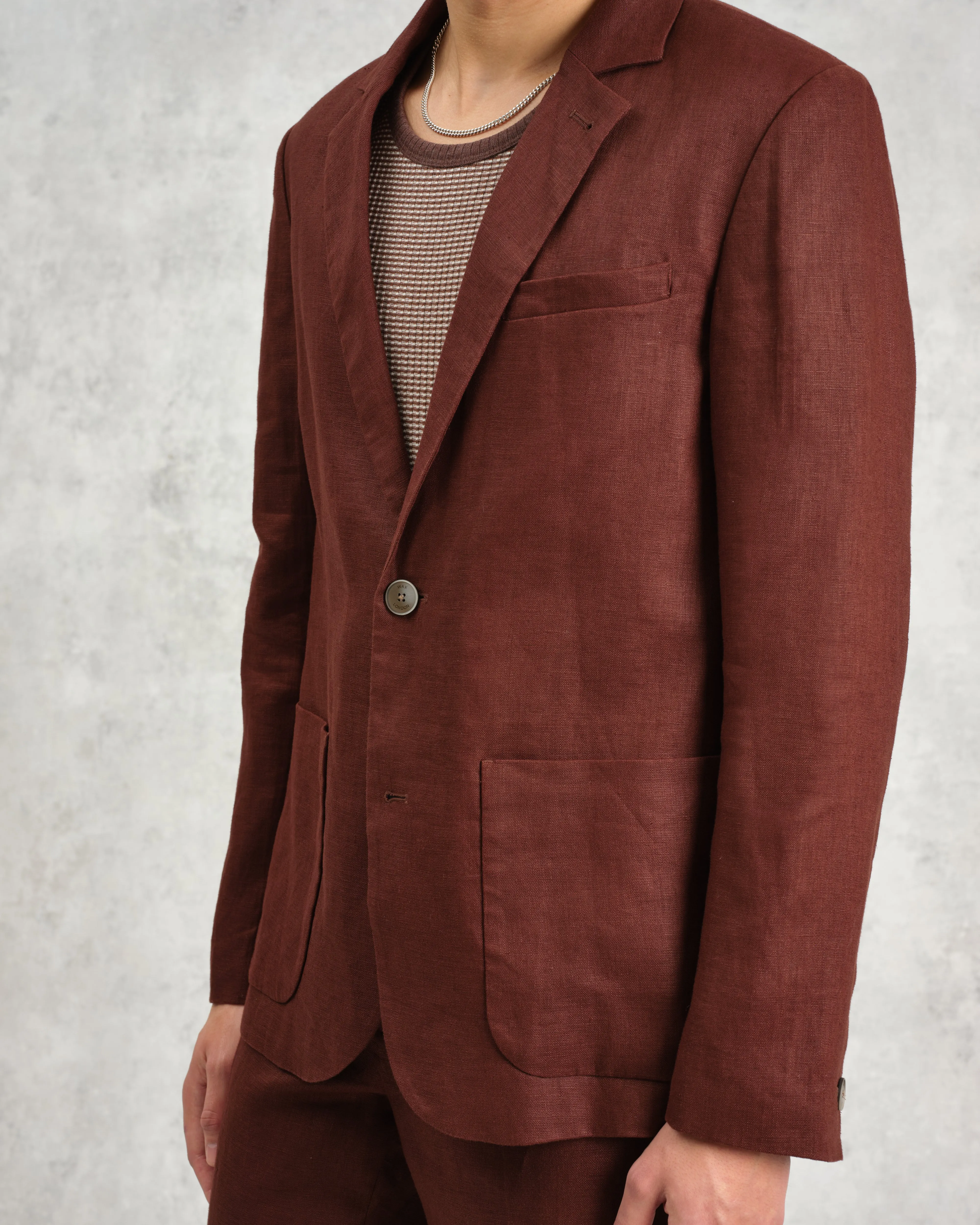 Fintry - Merlot Linen Blazer sold by Wax London product image thumbnail 4