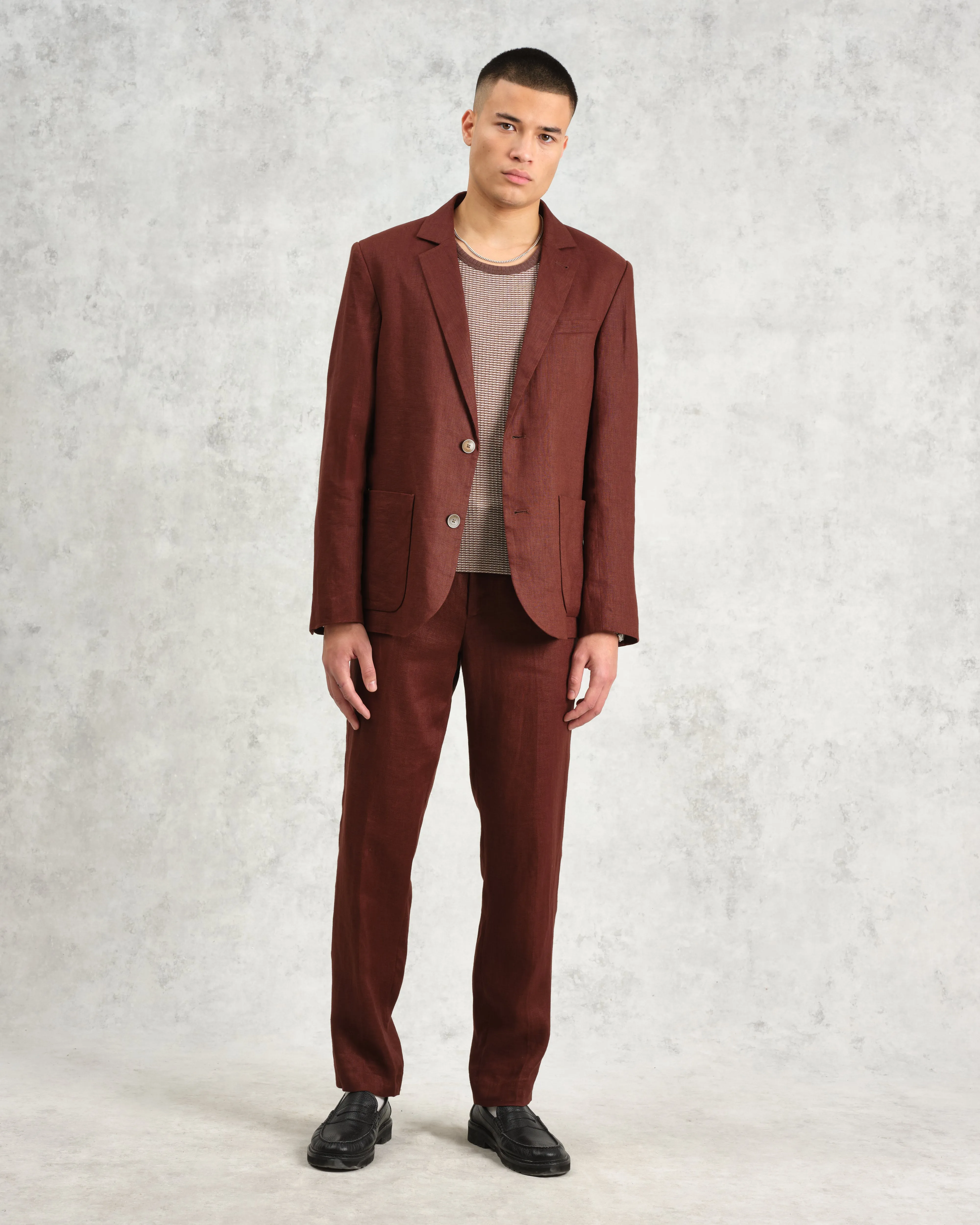 Fintry - Merlot Linen Blazer sold by Wax London product image thumbnail 3