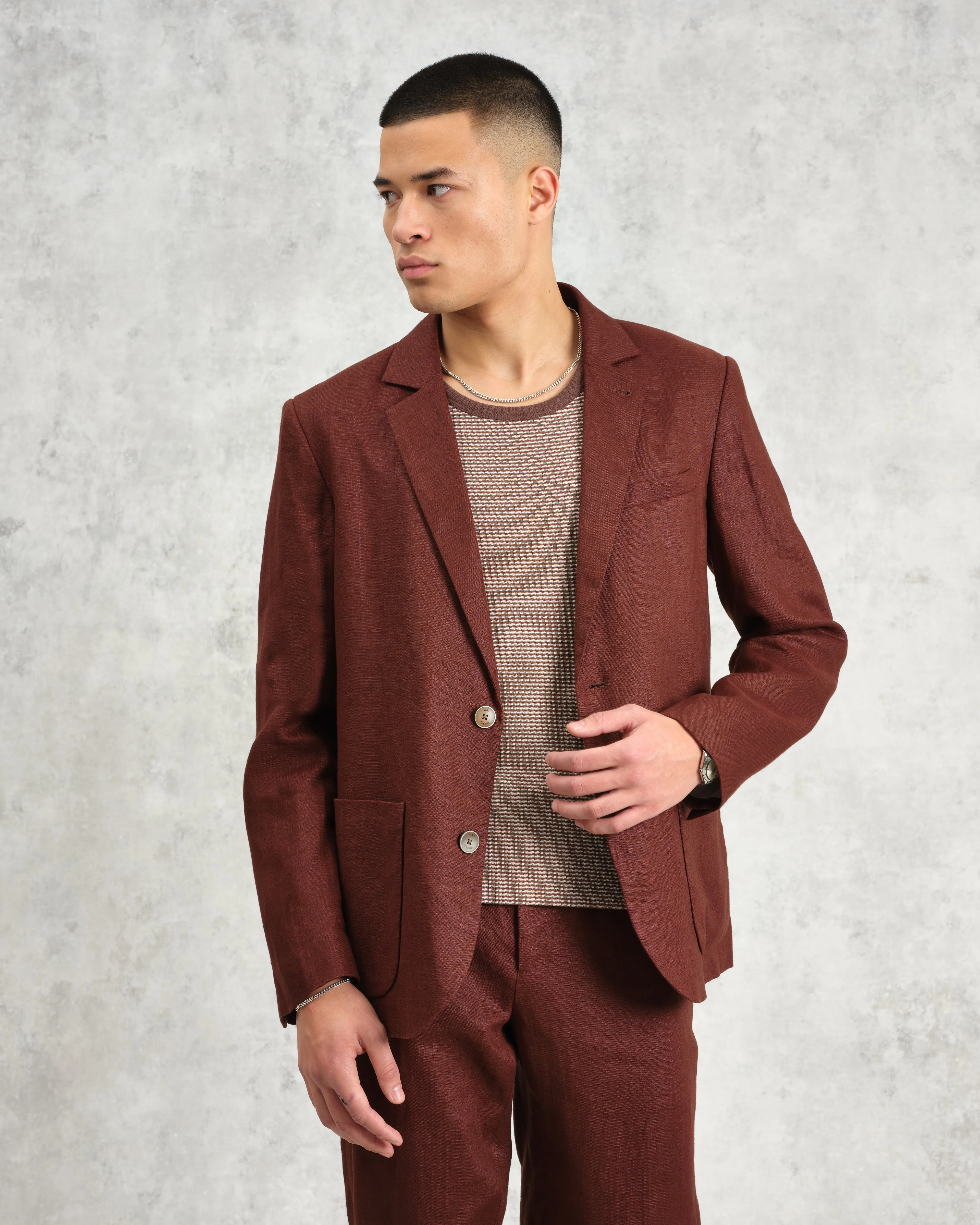 Fintry - Merlot Linen Blazer sold by Wax London product image thumbnail 2