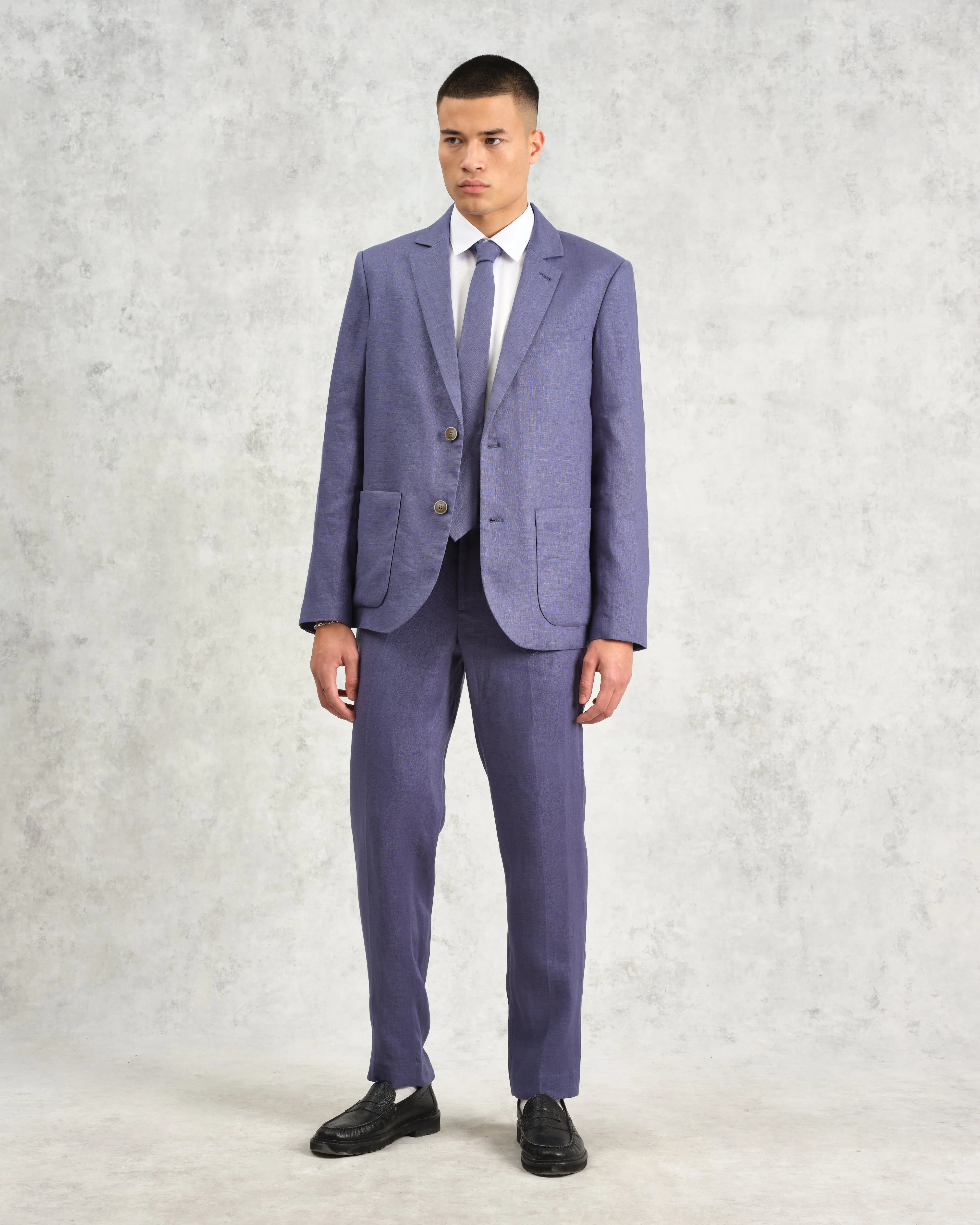 Pavillion - Mid Blue Linen Tie sold by Wax London product image thumbnail 3