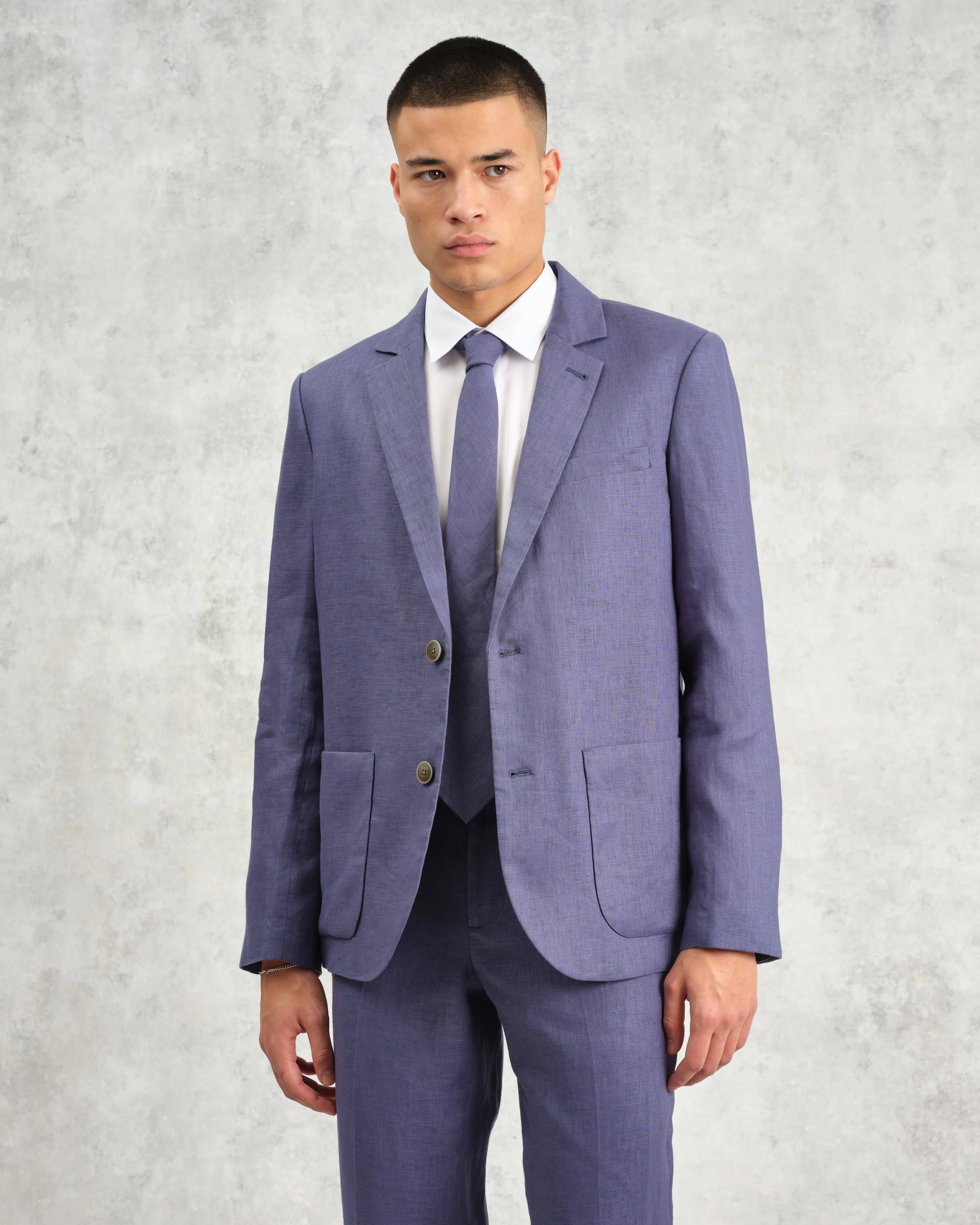 Pavillion - Mid Blue Linen Tie sold by Wax London product image thumbnail 2
