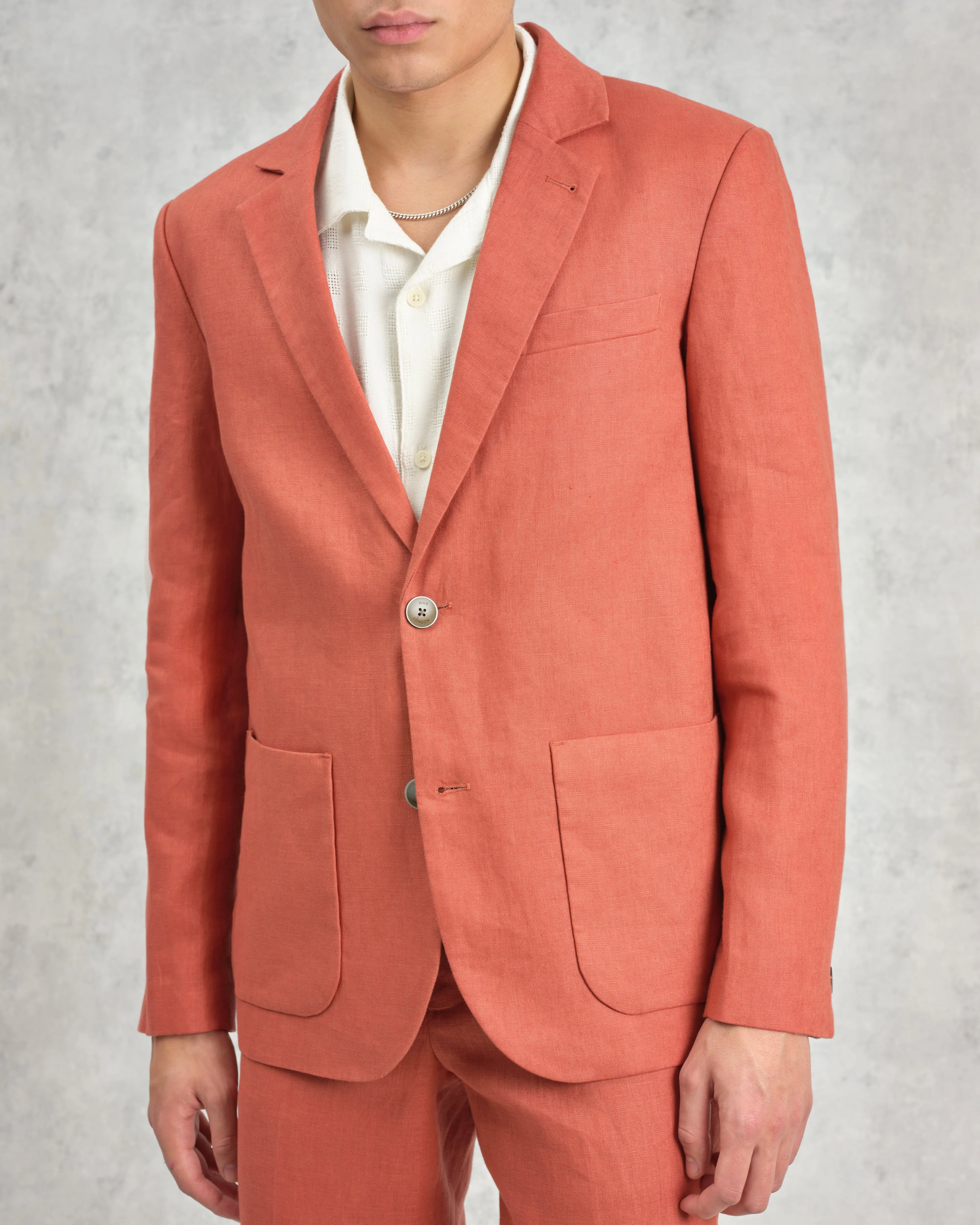 Fintry - Terracotta Linen Blazer sold by Wax London product image thumbnail 5