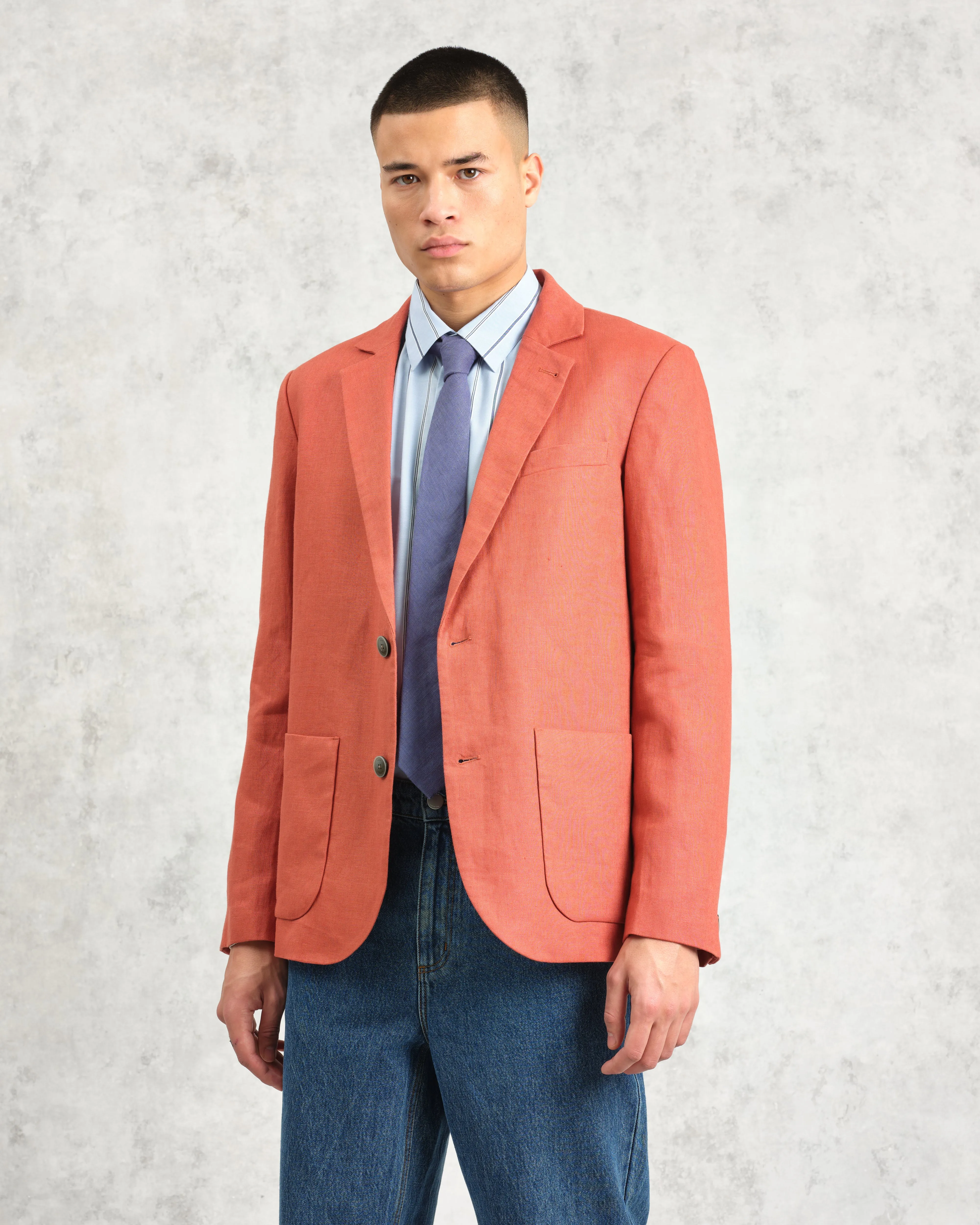 Fintry - Terracotta Linen Blazer sold by Wax London product image thumbnail 3
