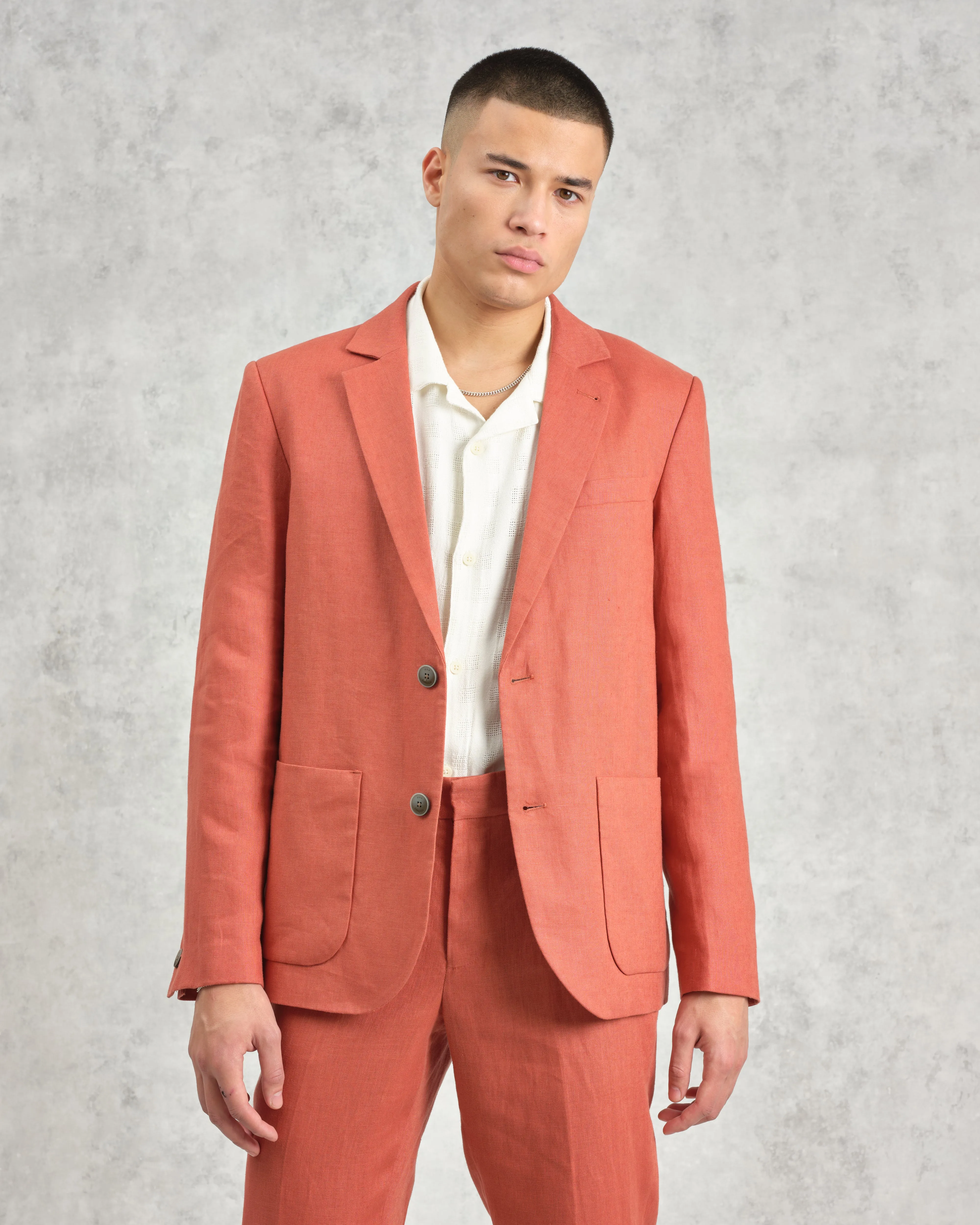 Fintry - Terracotta Linen Blazer sold by Wax London product image thumbnail 2