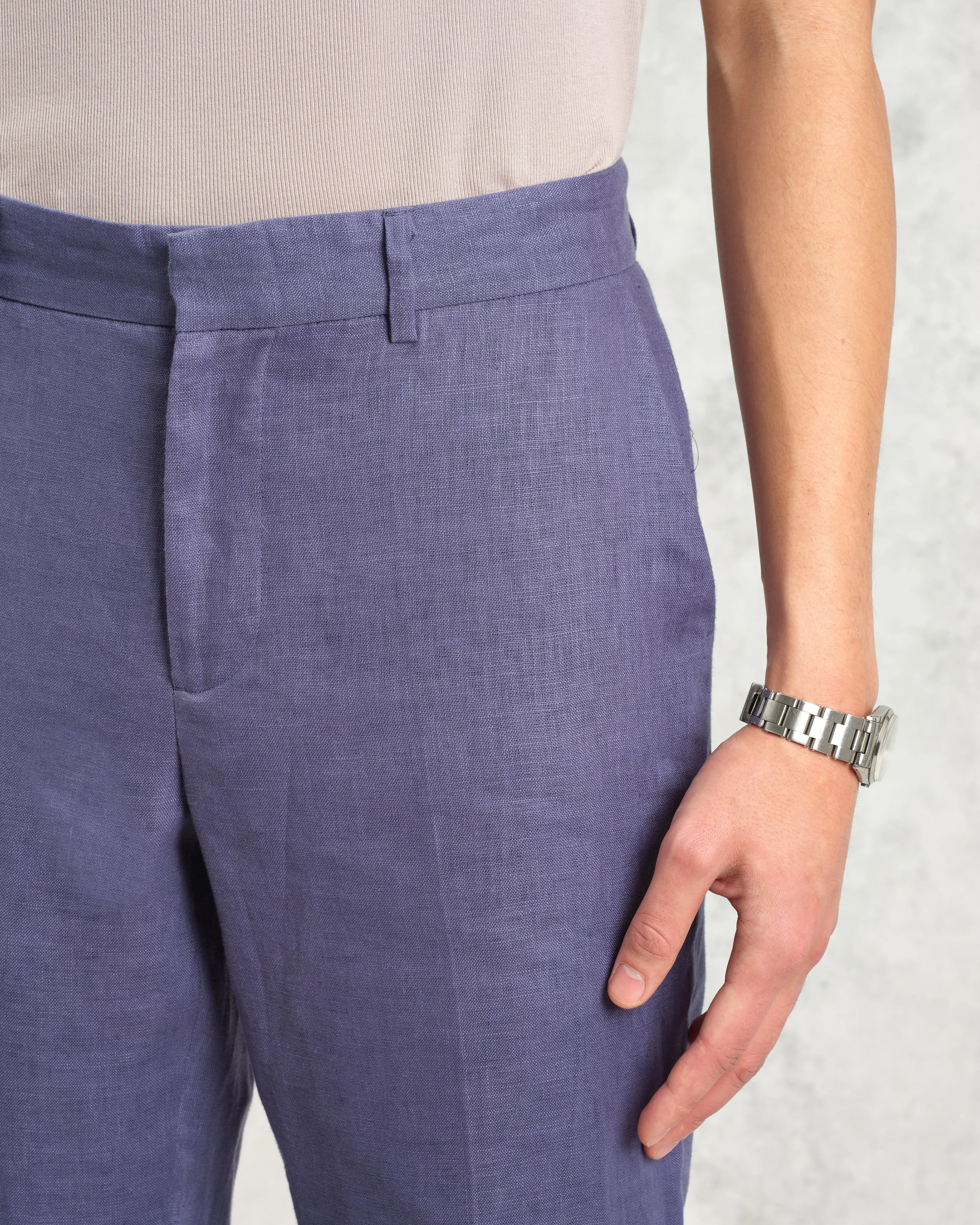 Alp - Mid-Blue Linen Trousers sold by Wax London product image thumbnail 4