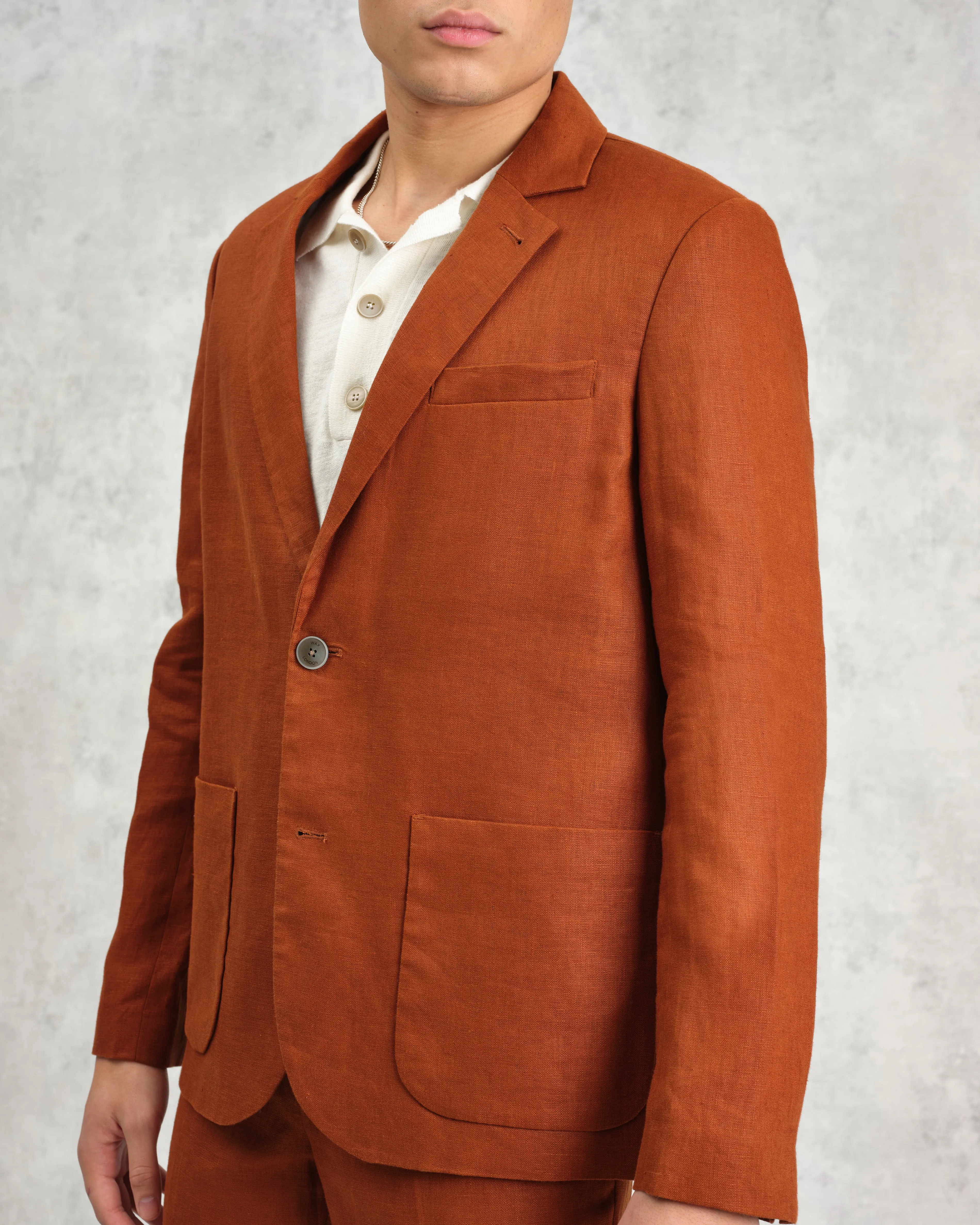 Fintry - Rust Linen Blazer sold by Wax London product image thumbnail 4