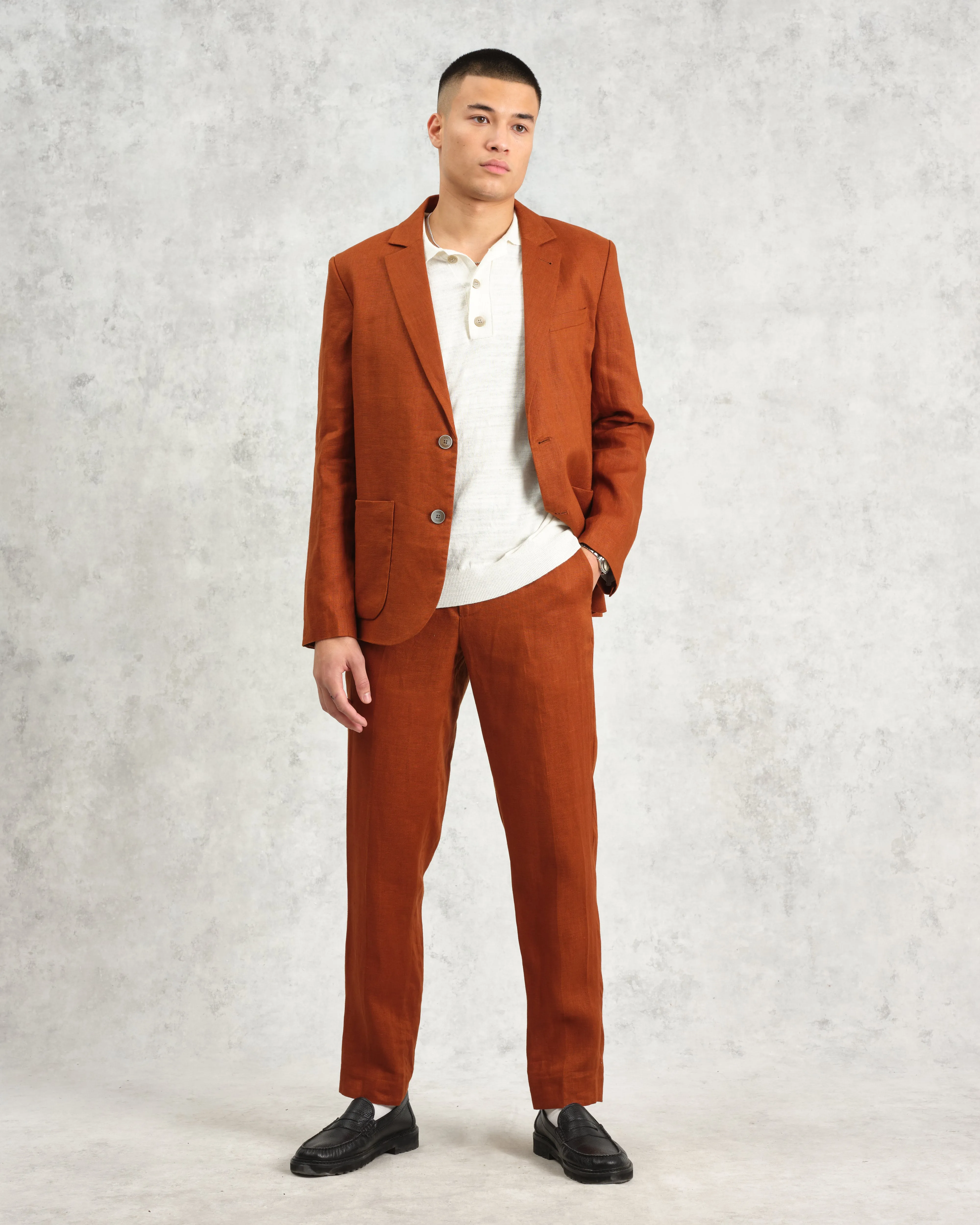 Fintry - Rust Linen Blazer sold by Wax London product image thumbnail 3