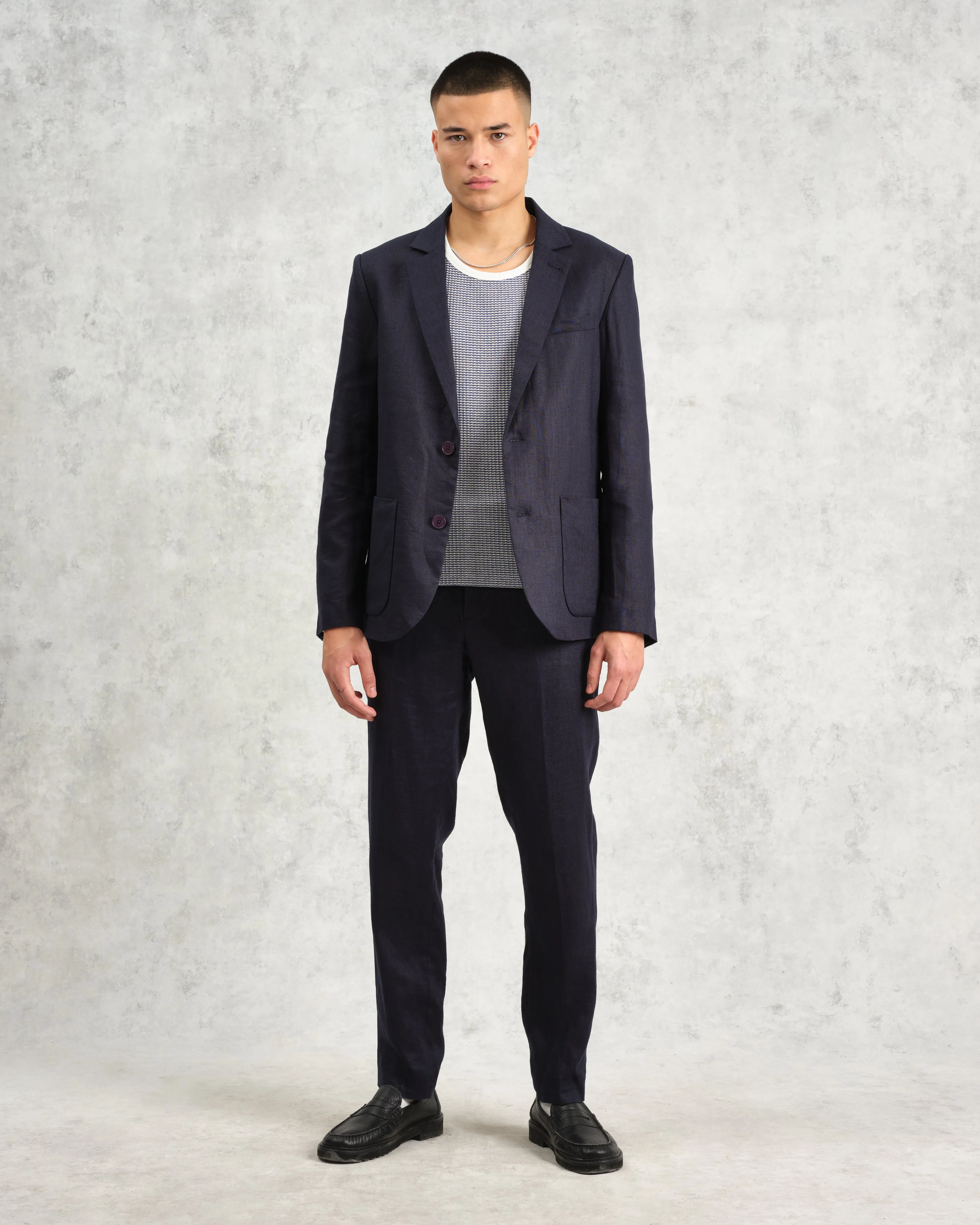Fintry - Midnight Navy Linen Blazer sold by Wax London product image thumbnail 4