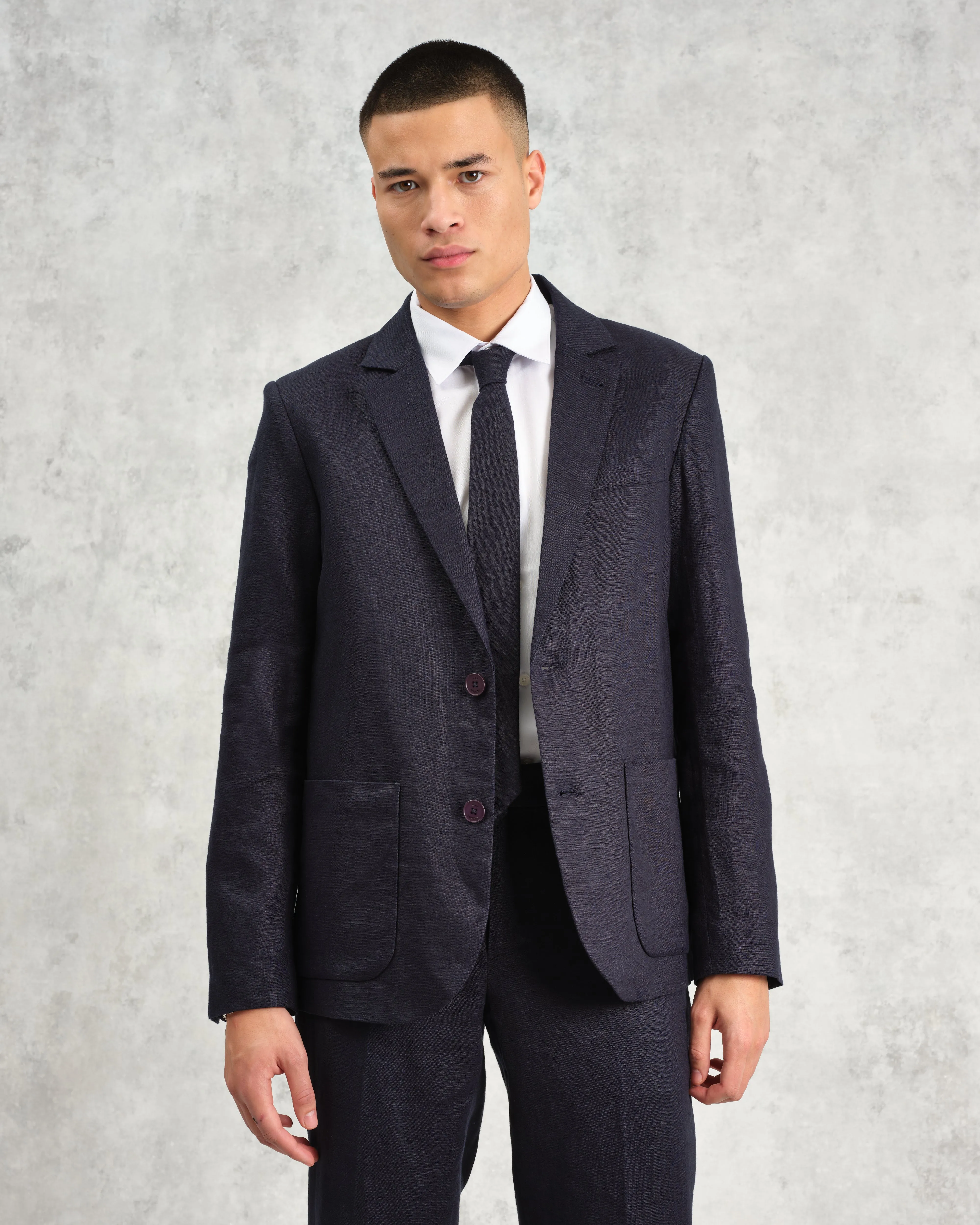 Fintry - Midnight Navy Linen Blazer sold by Wax London product image thumbnail 2