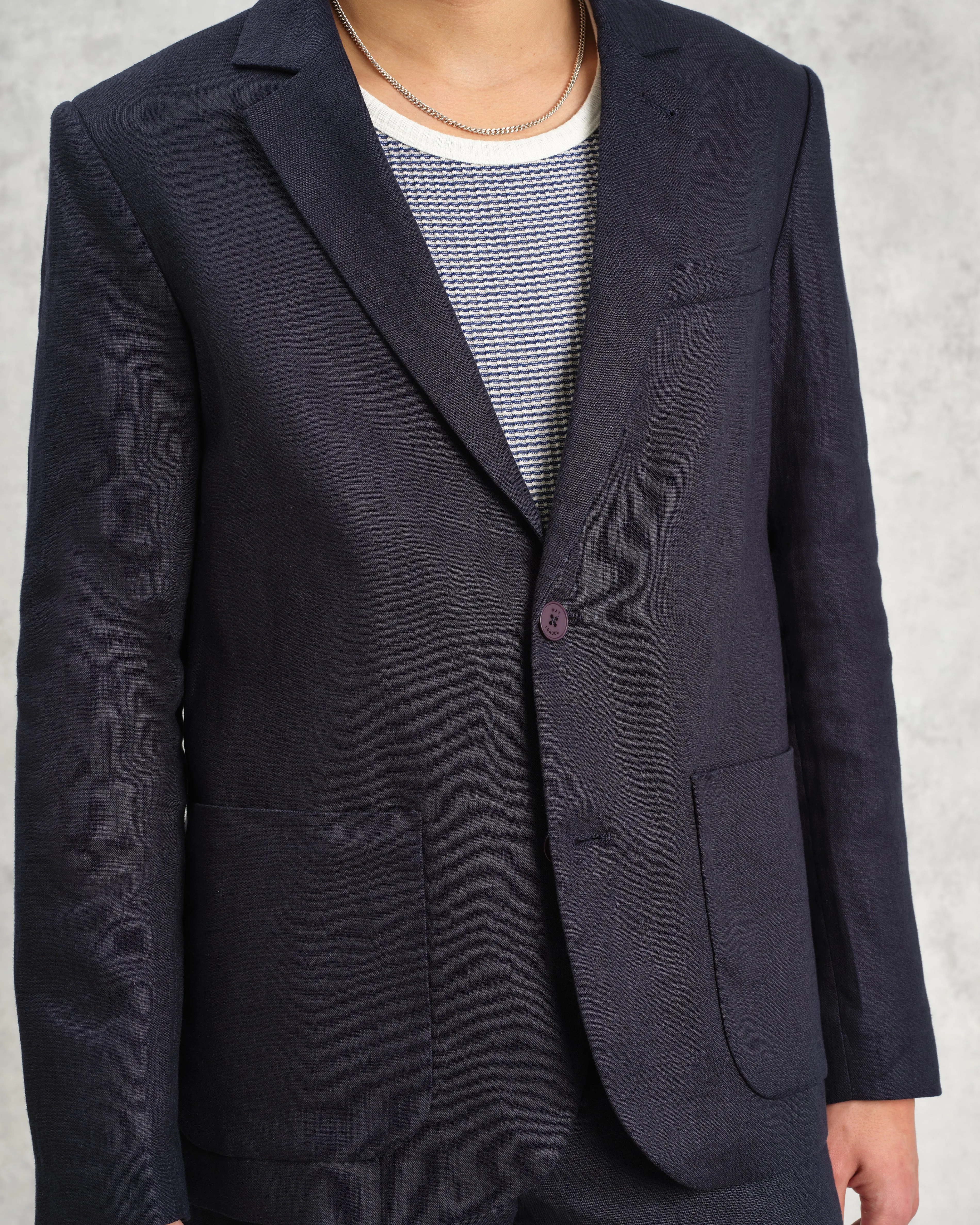 Fintry - Midnight Navy Linen Blazer sold by Wax London product image thumbnail 5
