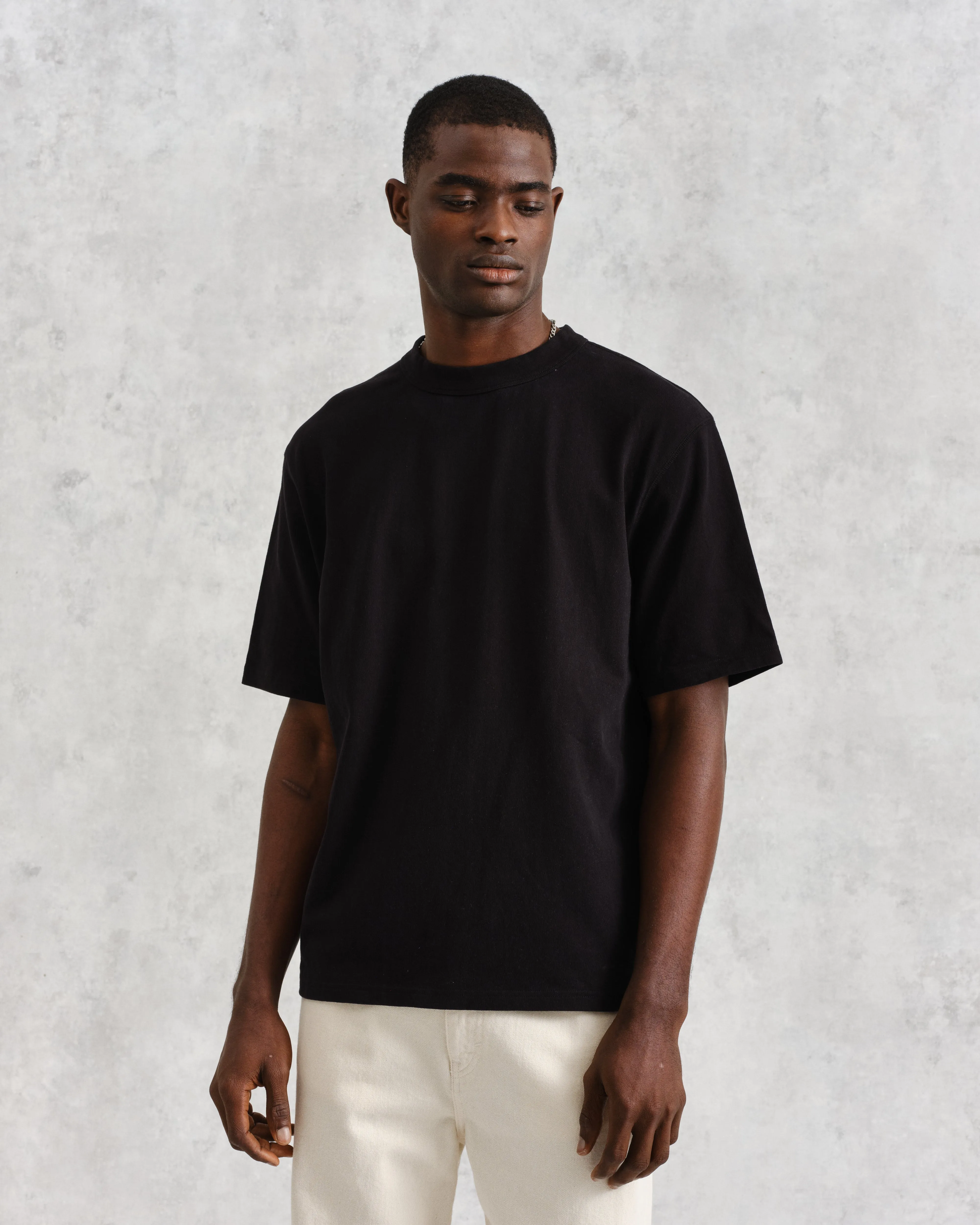 Milton - Black Organic Compact Cotton T-Shirt sold by Wax London product image thumbnail 2