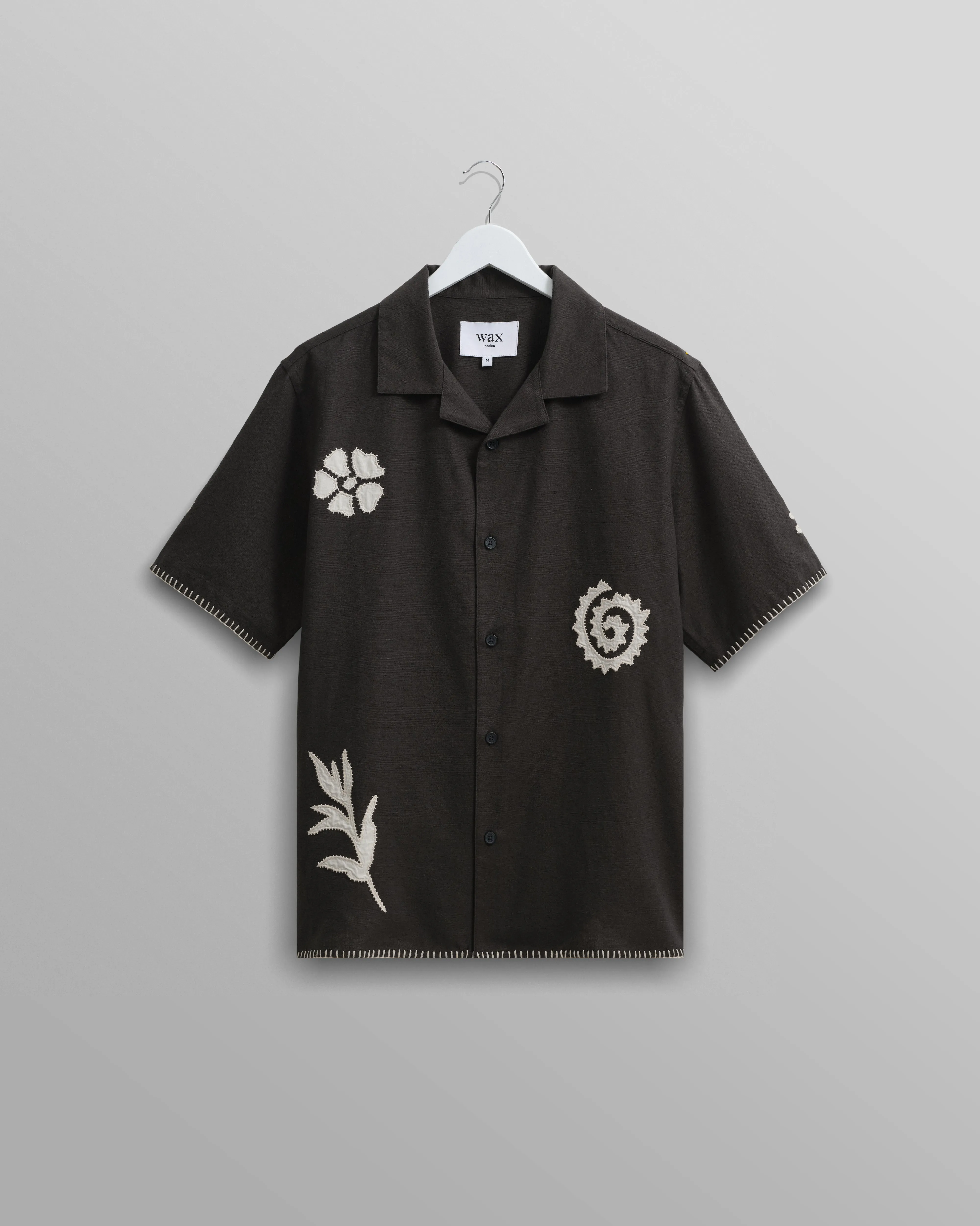 Didcot - Black Doodle Applique Short-Sleeve Shirt sold by Wax London
