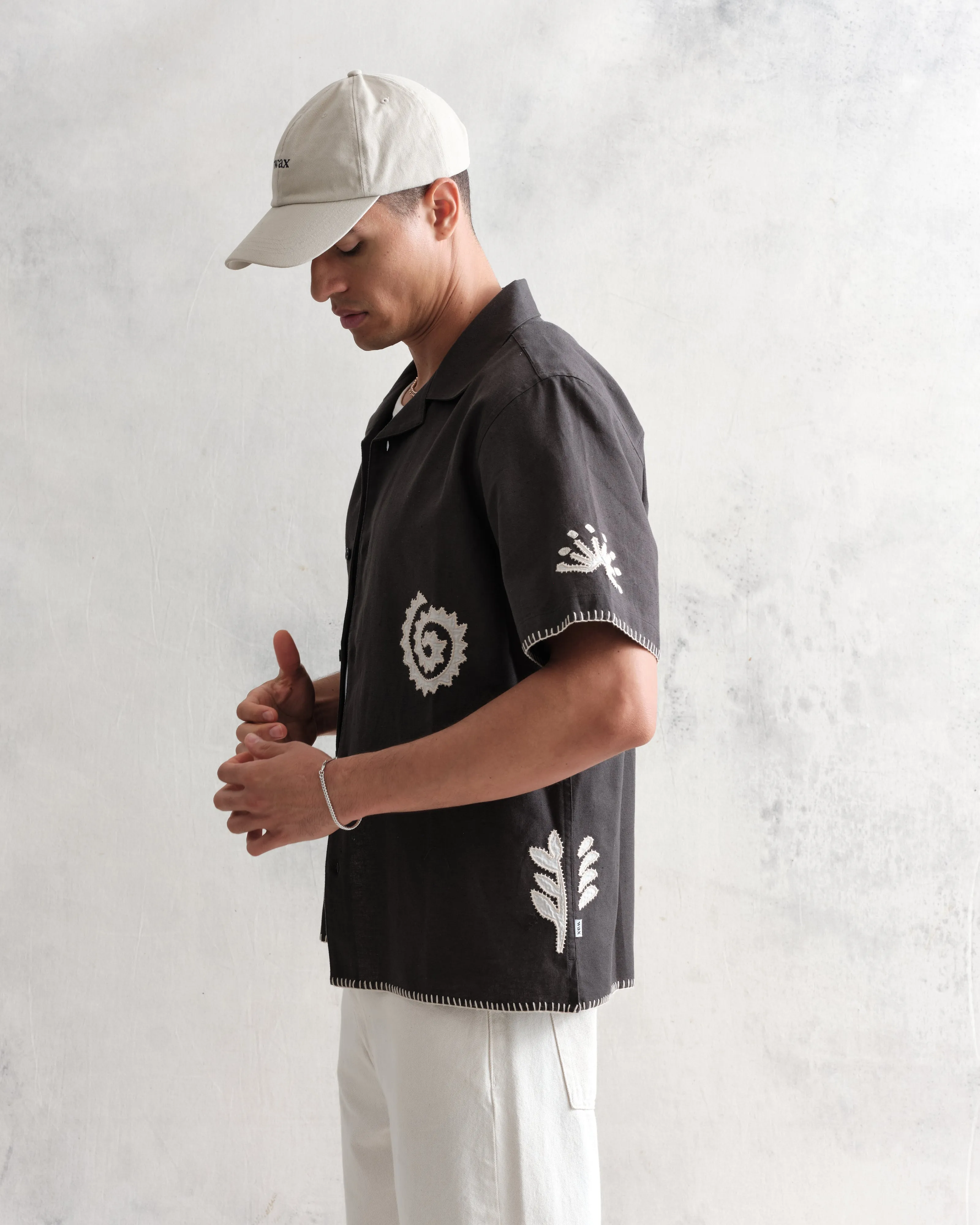 Didcot - Black Doodle Applique Short-Sleeve Shirt sold by Wax London product image thumbnail 5