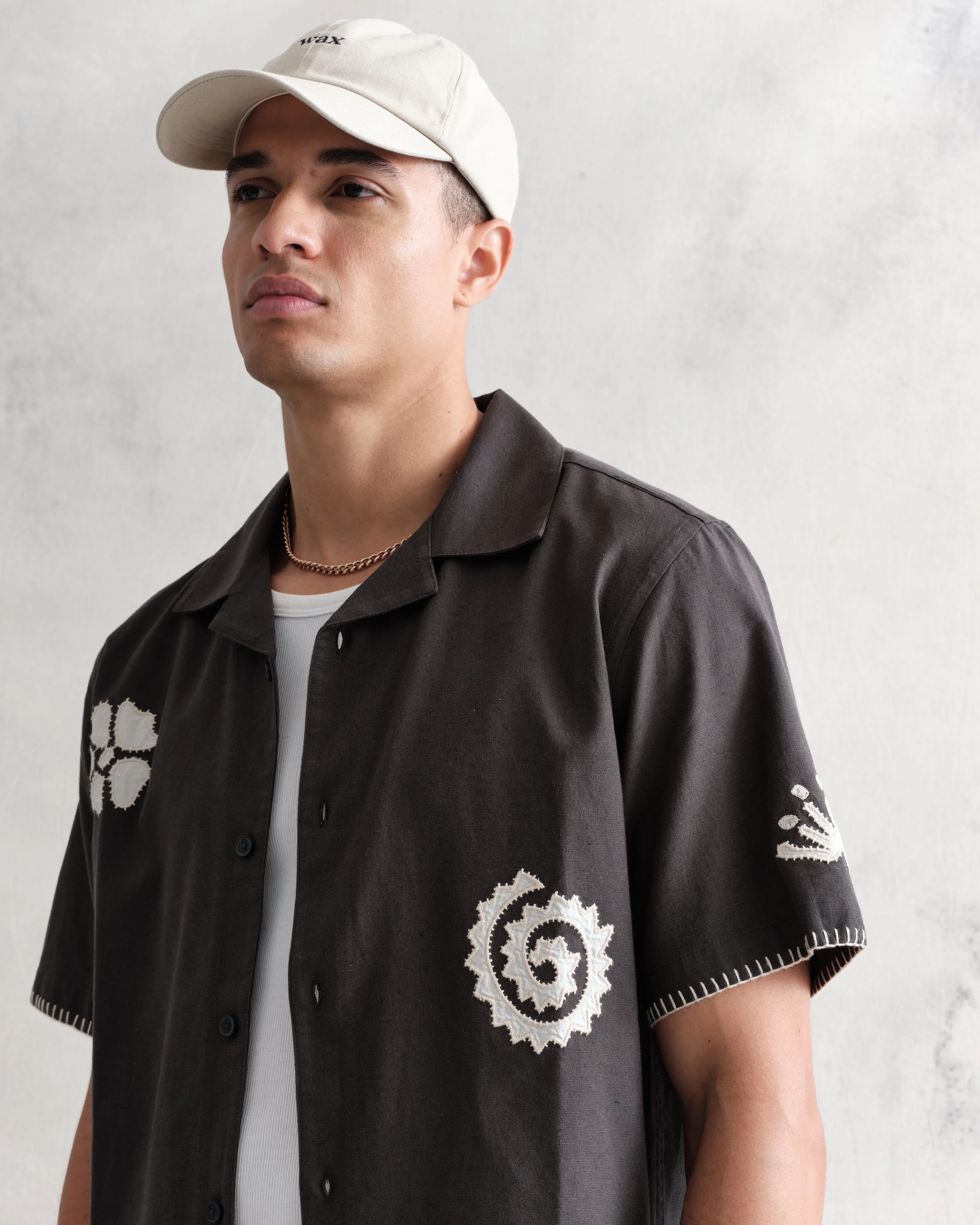 Didcot - Black Doodle Applique Short-Sleeve Shirt sold by Wax London product image thumbnail 2