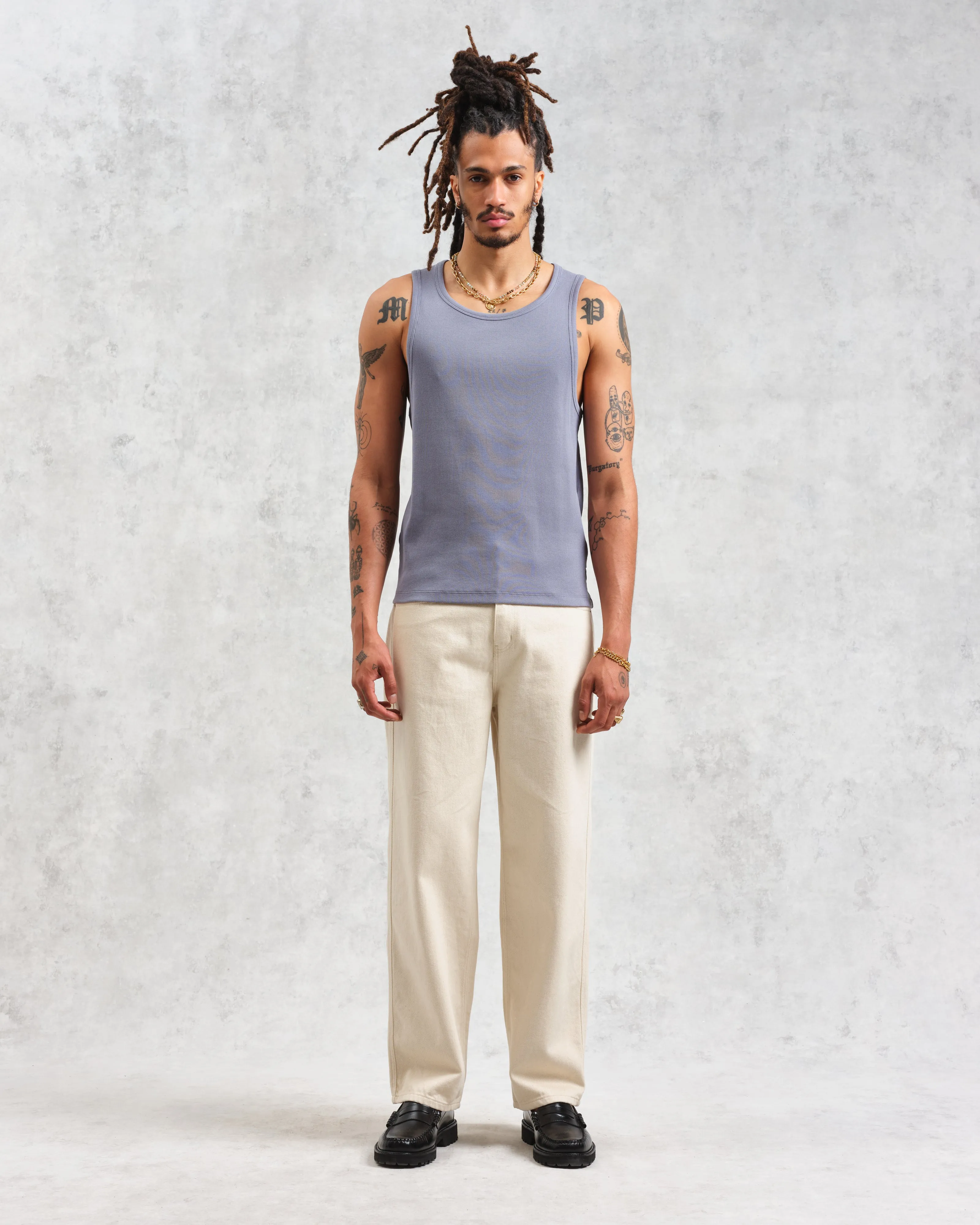 Montague - Blue Ribbed Organic Cotton Vest sold by Wax London product image thumbnail 3