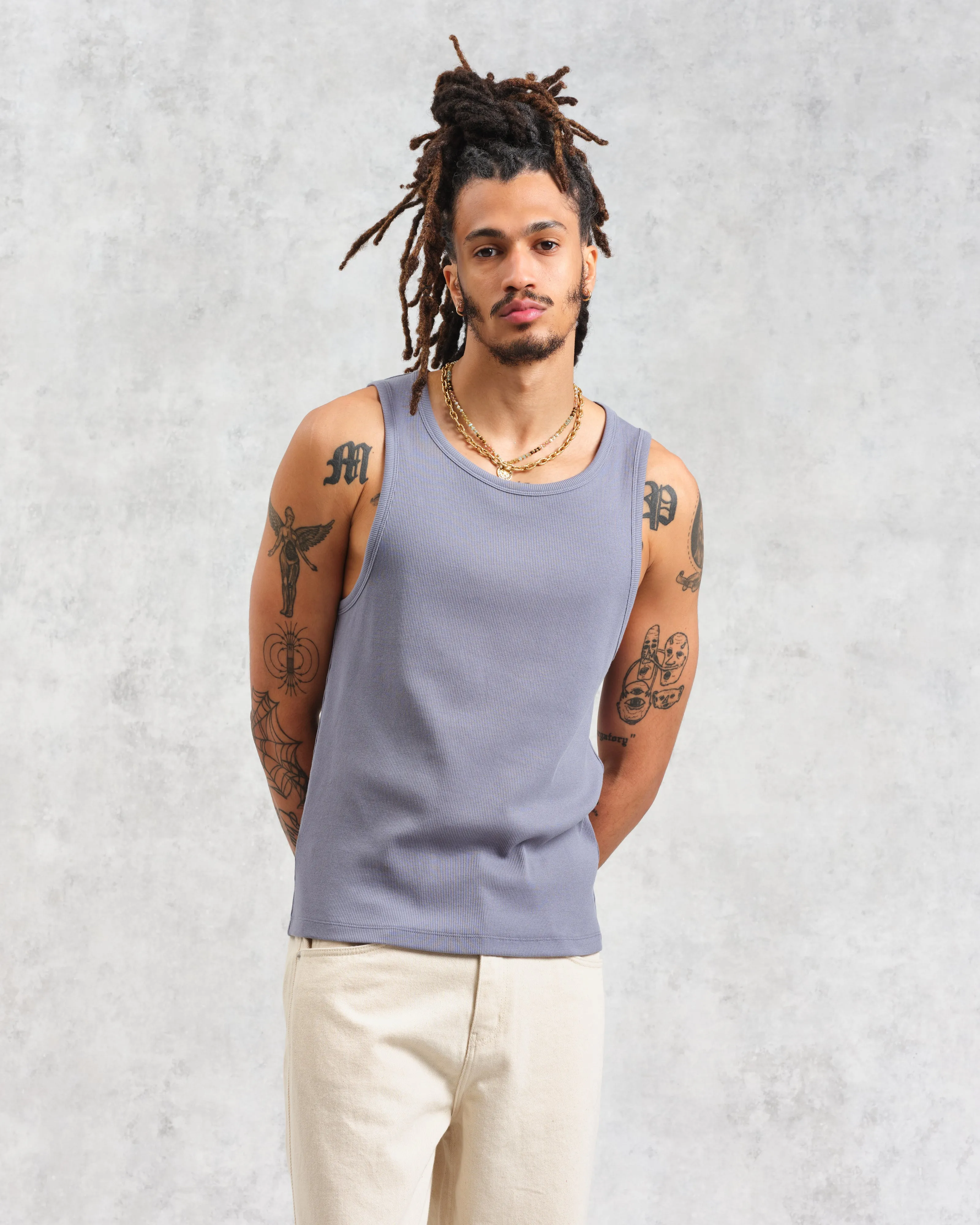 Montague - Blue Ribbed Organic Cotton Vest sold by Wax London product image thumbnail 2
