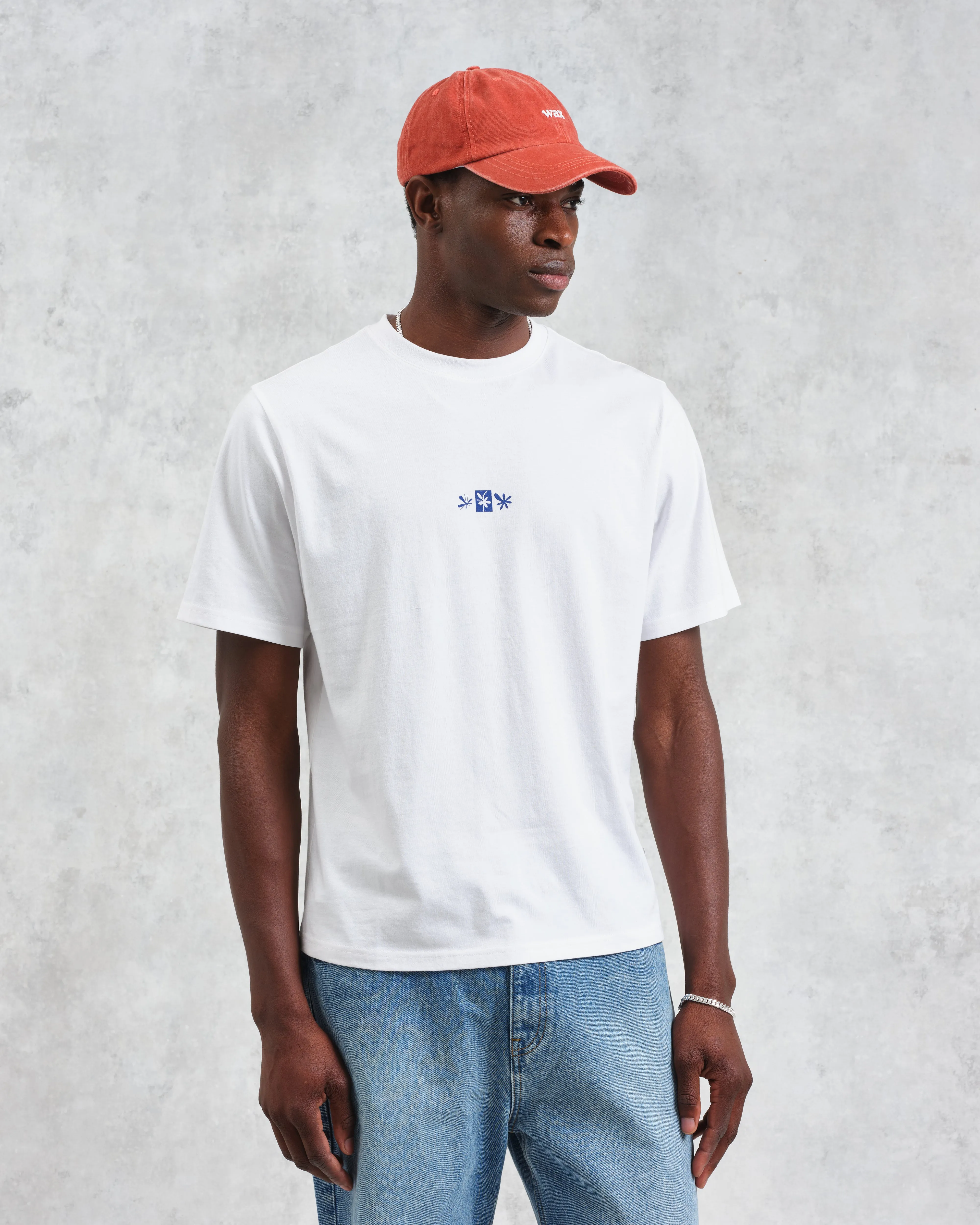 Dean - Ecru And Blue Floral Graphic Organic Cotton T-Shirt sold by Wax London product image thumbnail 3