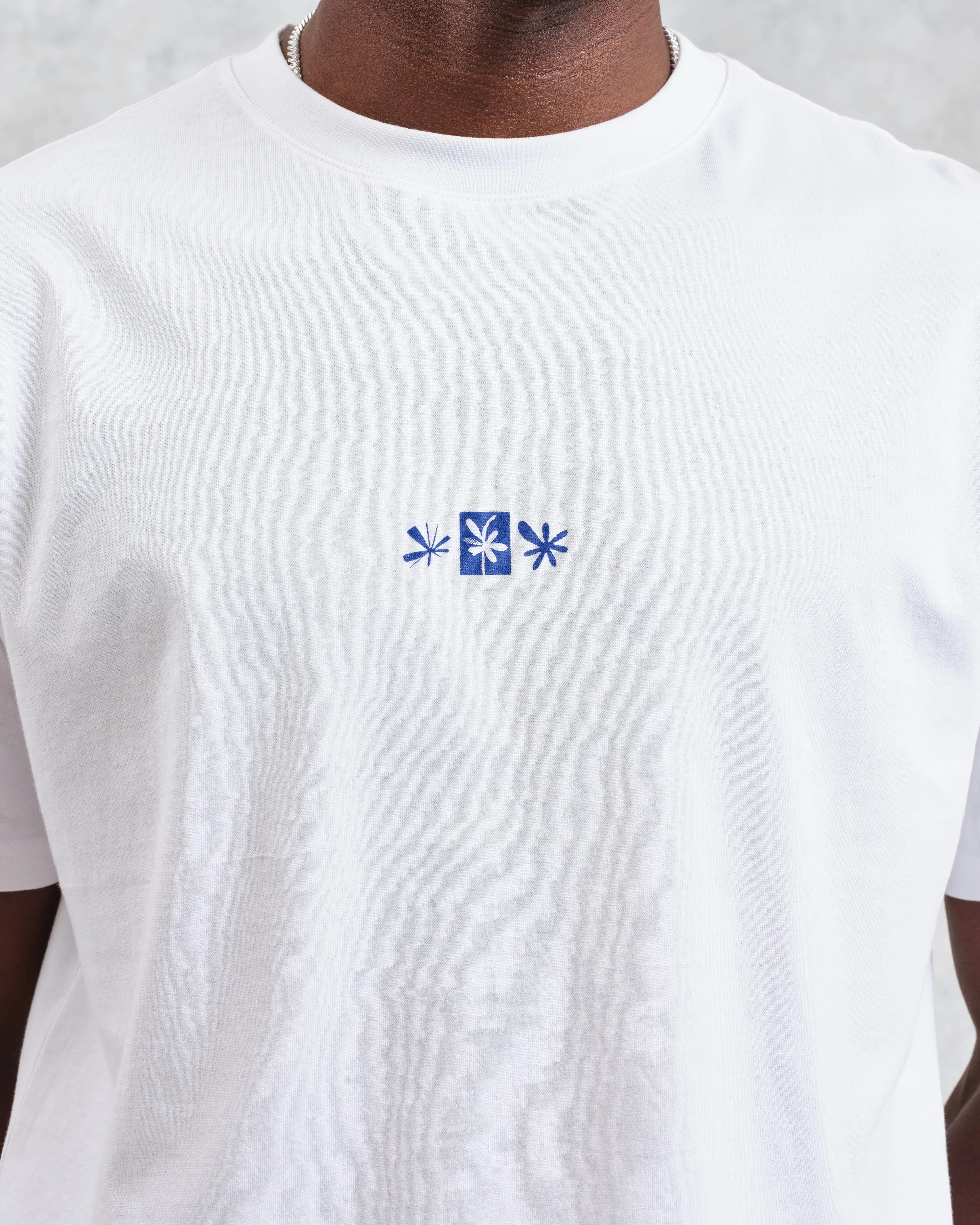 Dean - Ecru And Blue Floral Graphic Organic Cotton T-Shirt sold by Wax London product image thumbnail 4