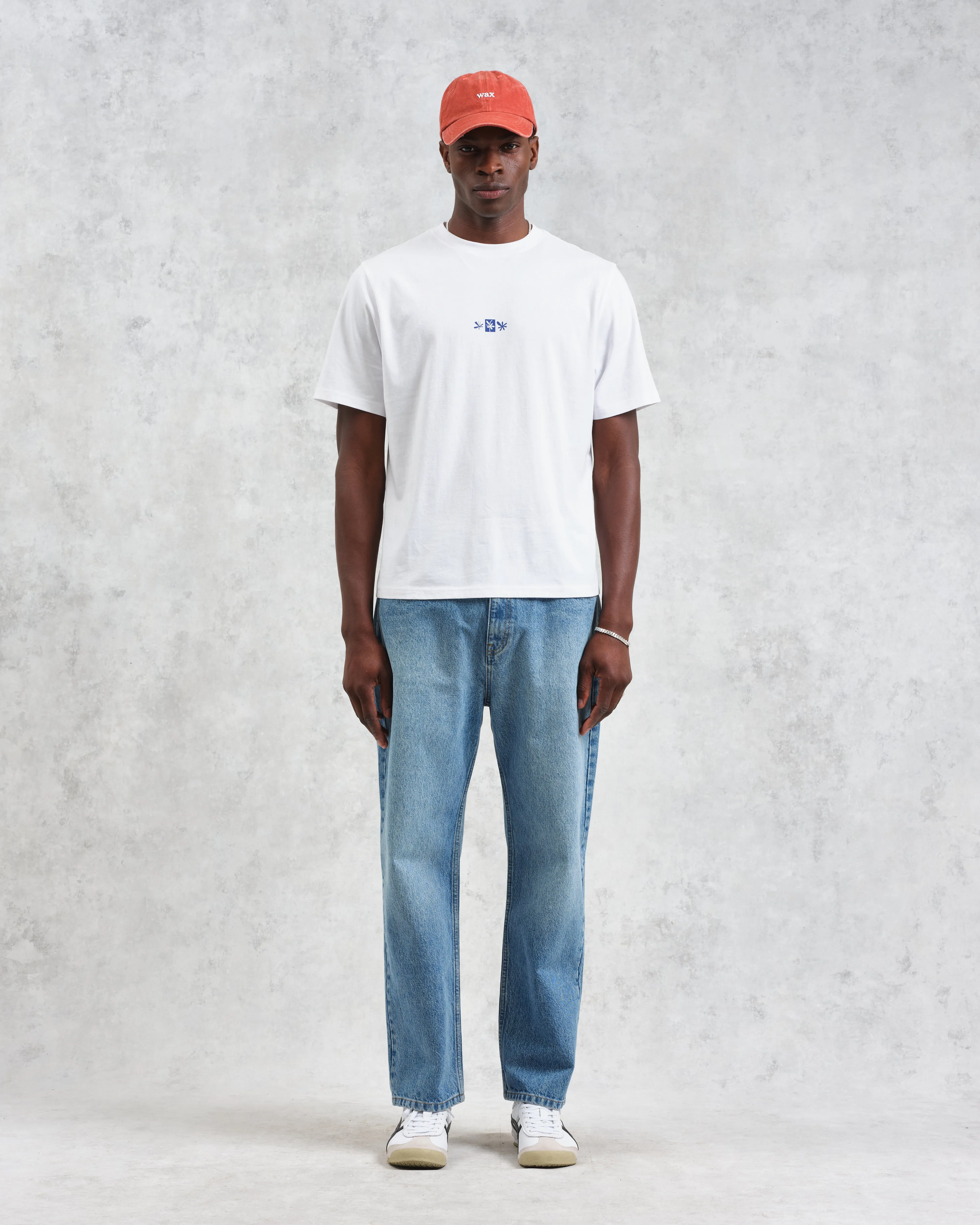 Dean - Ecru And Blue Floral Graphic Organic Cotton T-Shirt sold by Wax London product image thumbnail 5