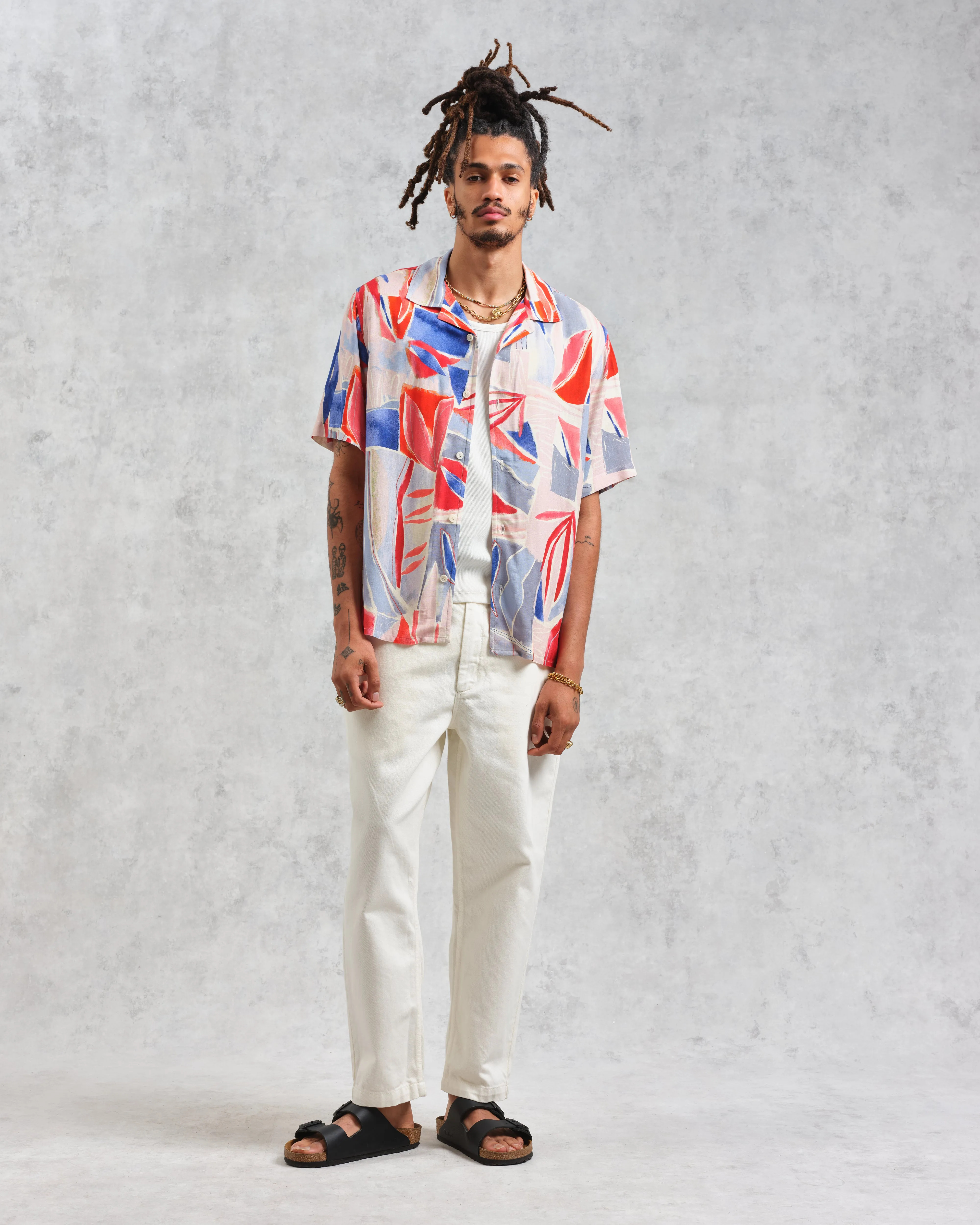 Didcot - Blue And Pink Abstract Short-Sleeve Shirt sold by Wax London product image thumbnail 4