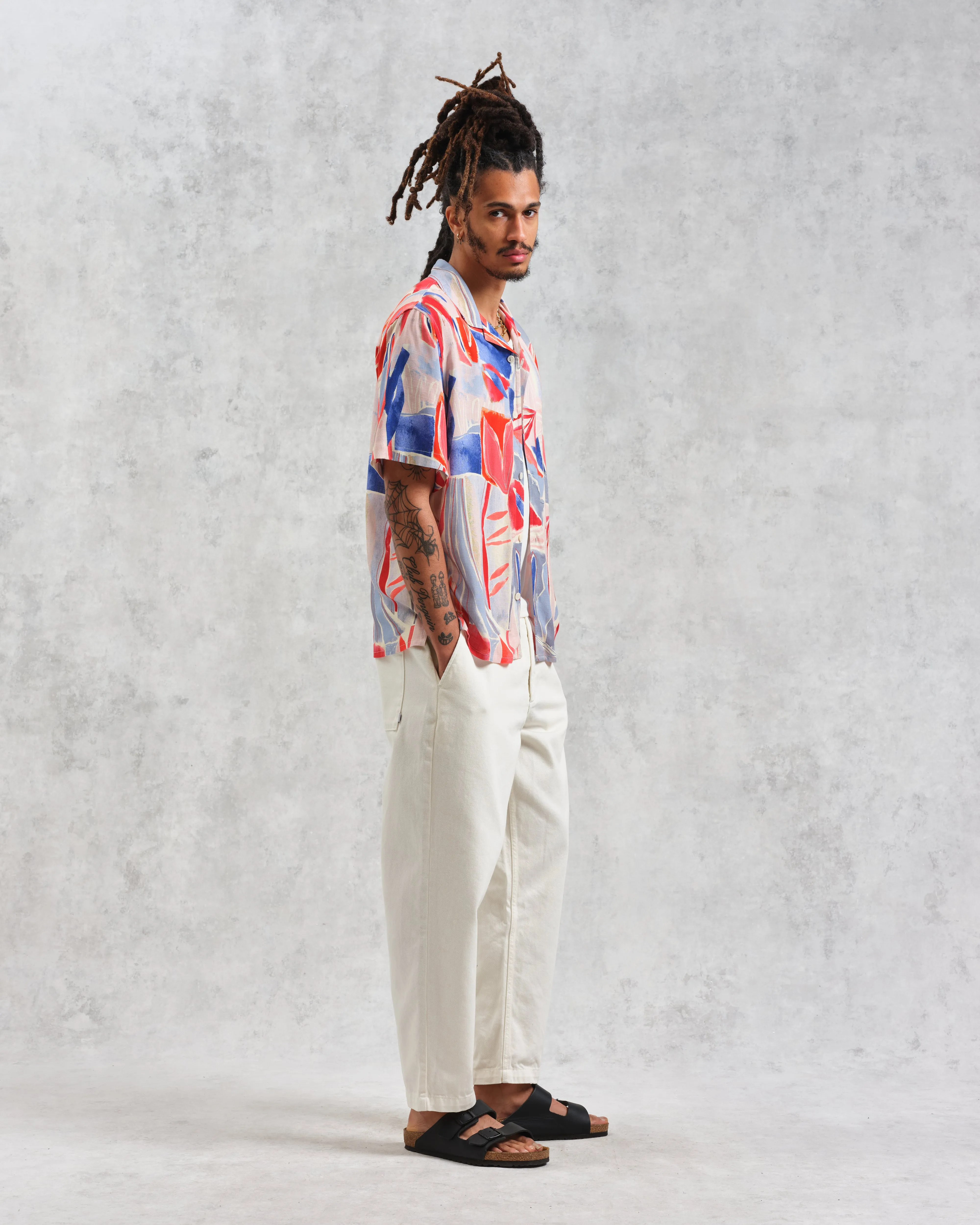 Didcot - Blue And Pink Abstract Short-Sleeve Shirt sold by Wax London product image thumbnail 5