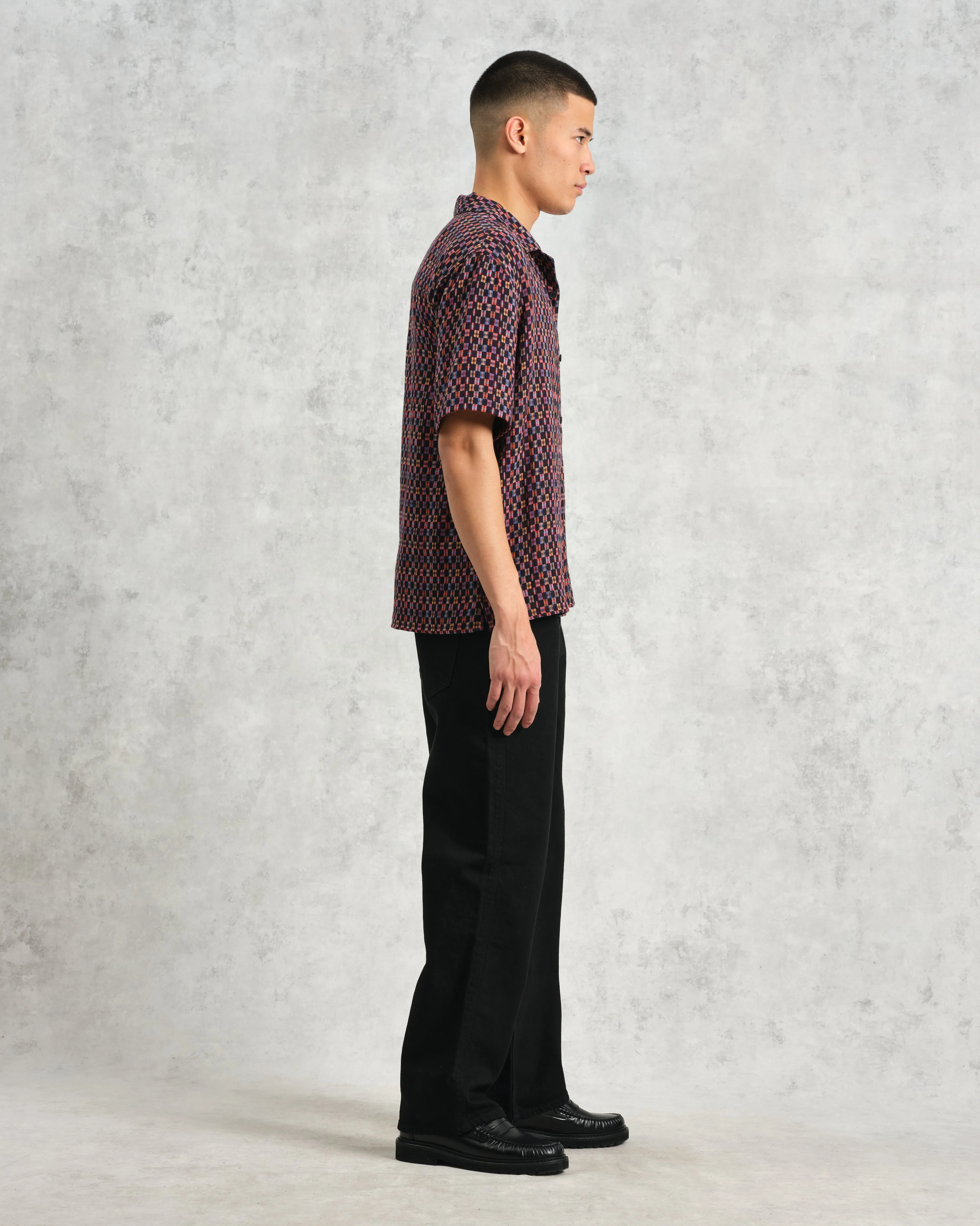 Didcot - Navy And Multicolour Geometric Short-Sleeve Shirt sold by Wax London product image thumbnail 5