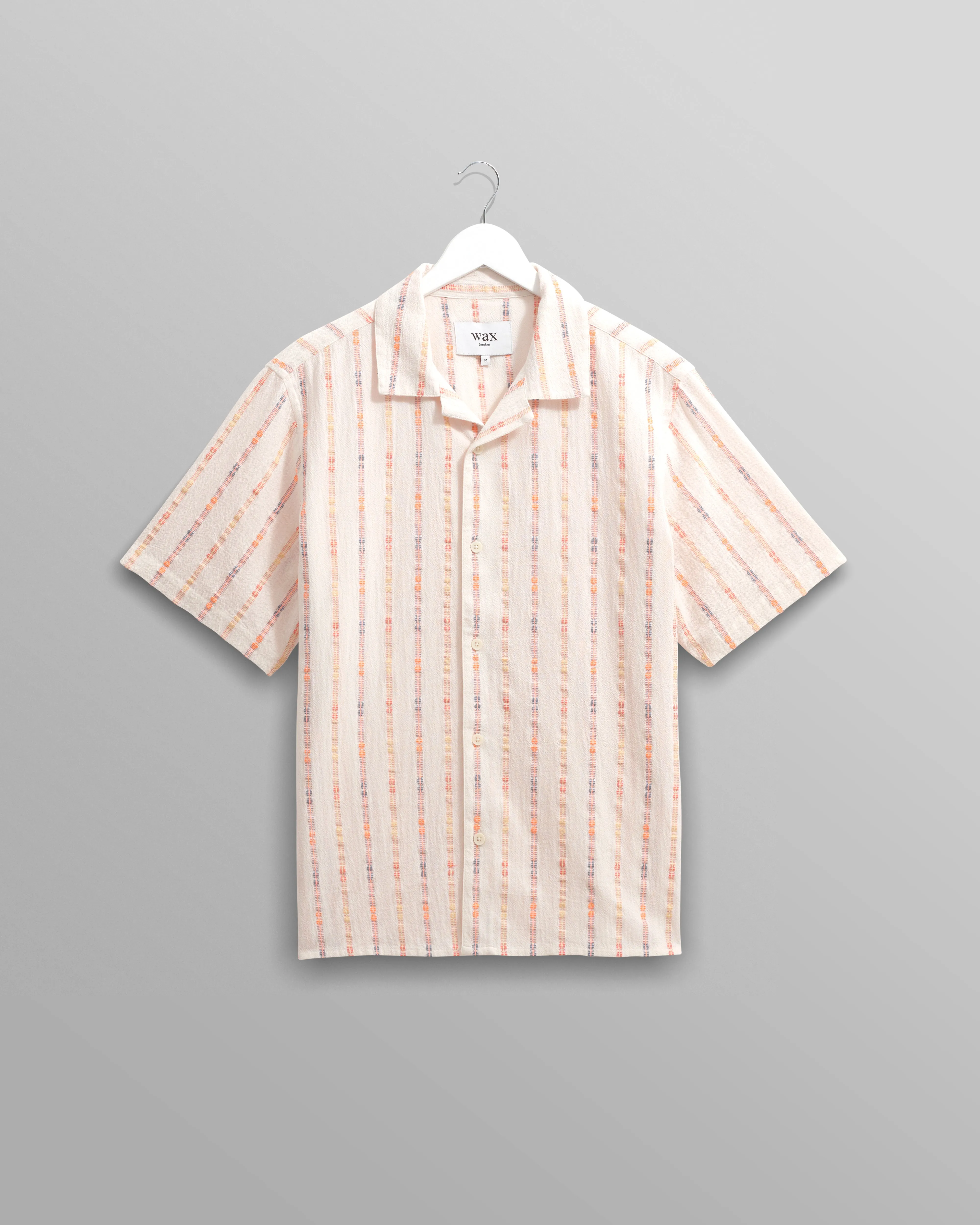 Didcot - Ecru Stripe Short-Sleeve Shirt sold by Wax London