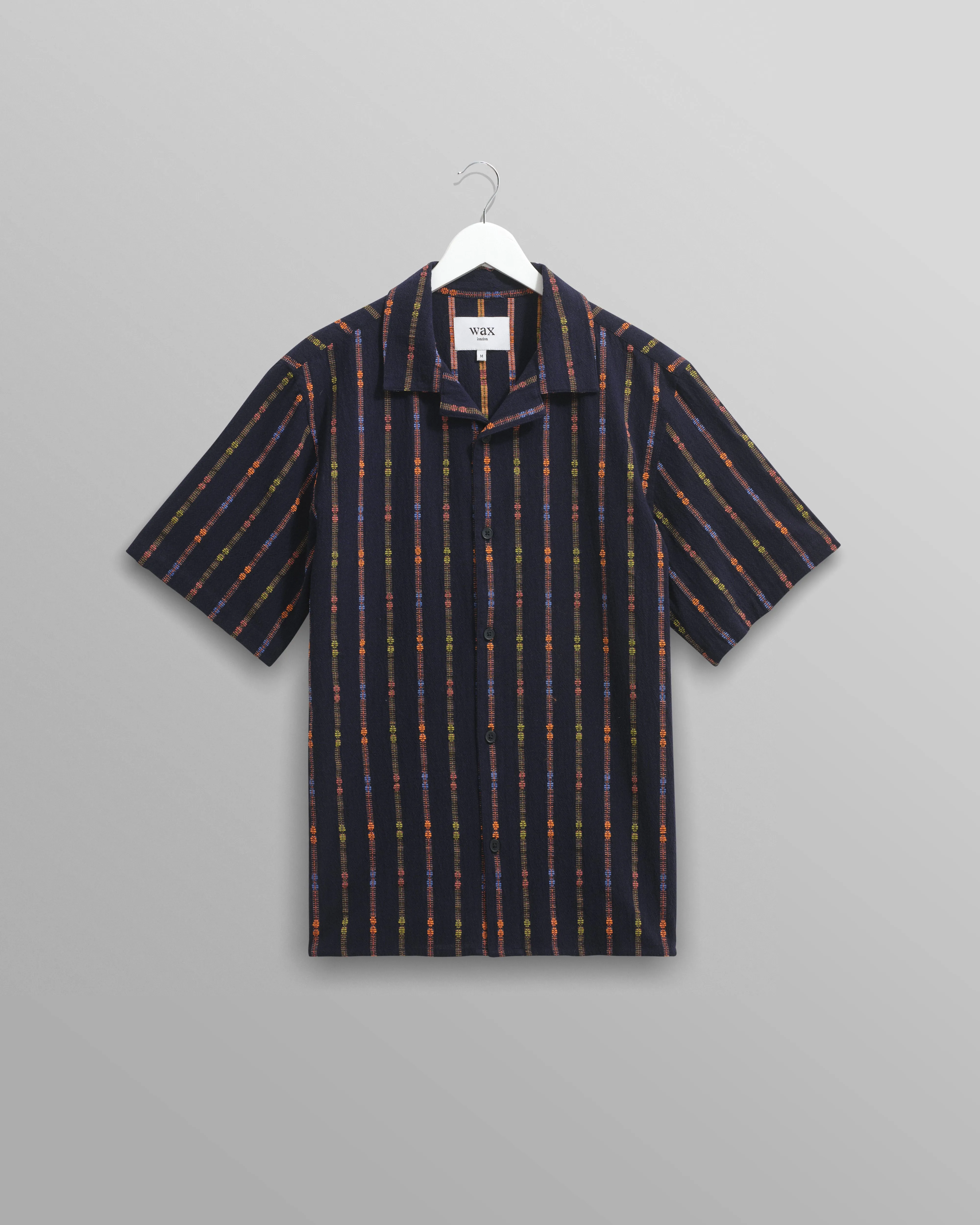 Didcot - Navy Stripe Short-Sleeve Shirt sold by Wax London