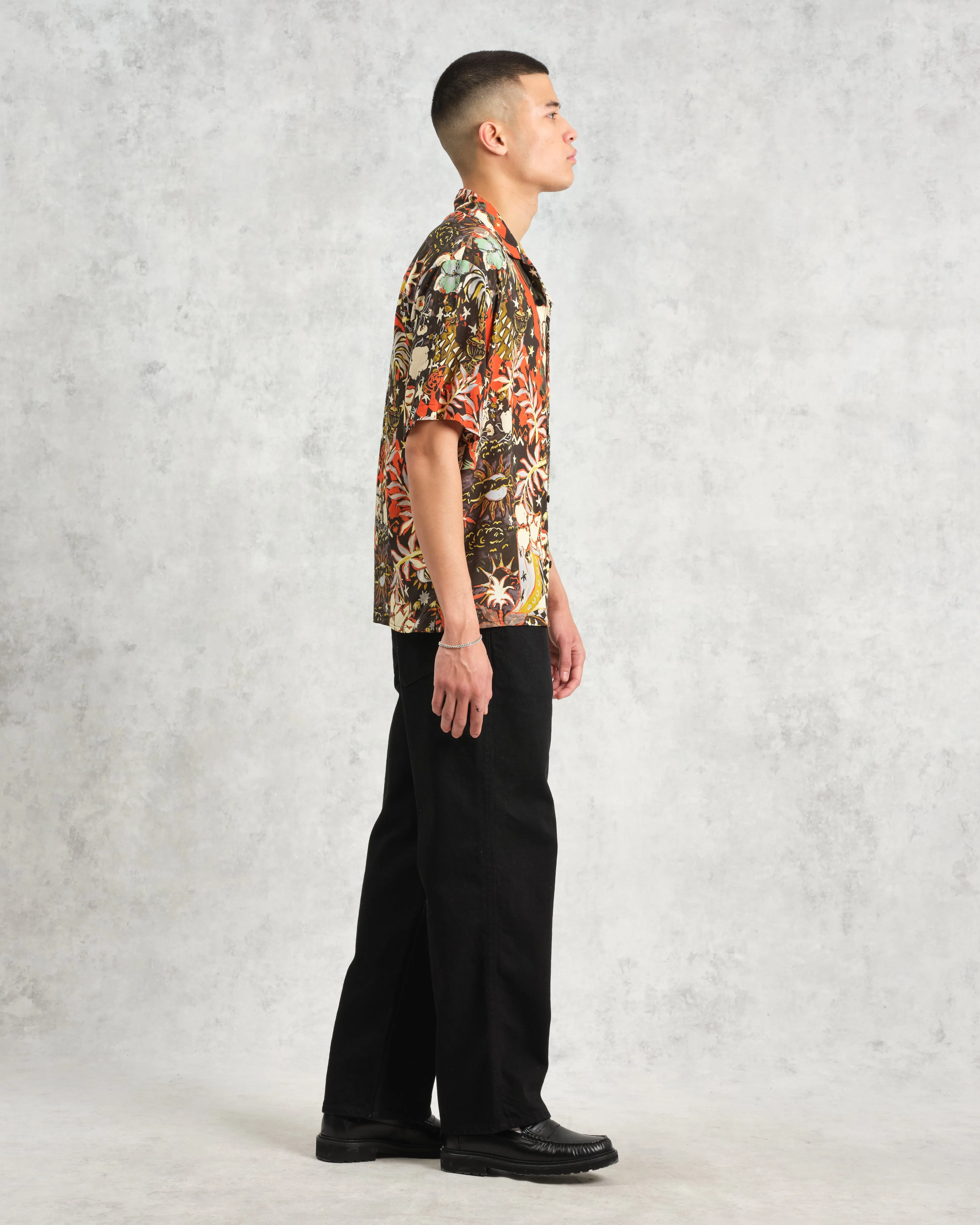 Didcot - Black And Multicolour Abstract Short-Sleeve Shirt sold by Wax London product image thumbnail 5