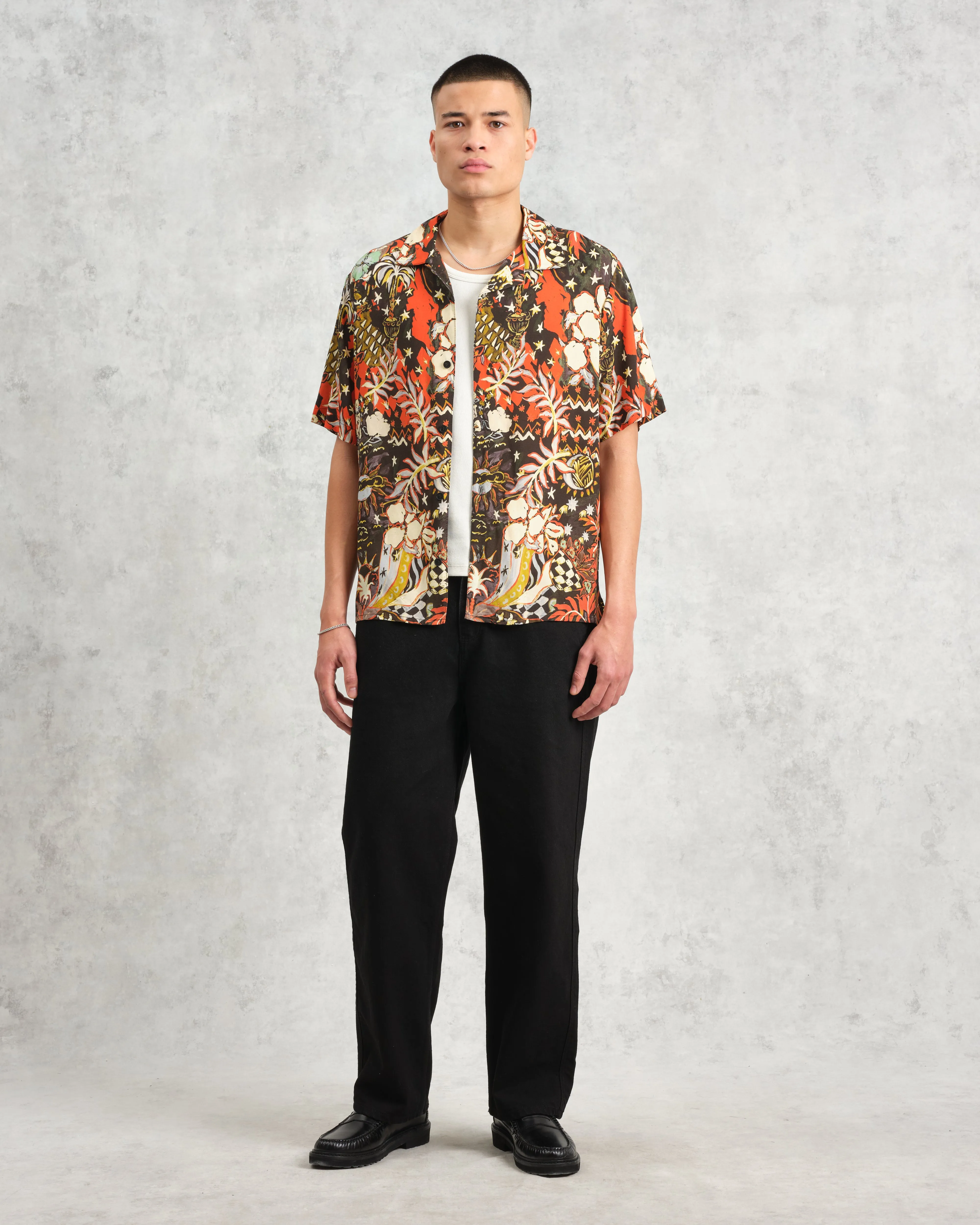 Didcot - Black And Multicolour Abstract Short-Sleeve Shirt sold by Wax London product image thumbnail 4