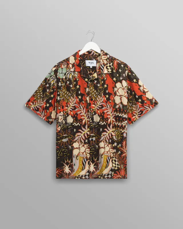 Didcot - Black And Multicolour Abstract Short-Sleeve Shirt made by Wax London
