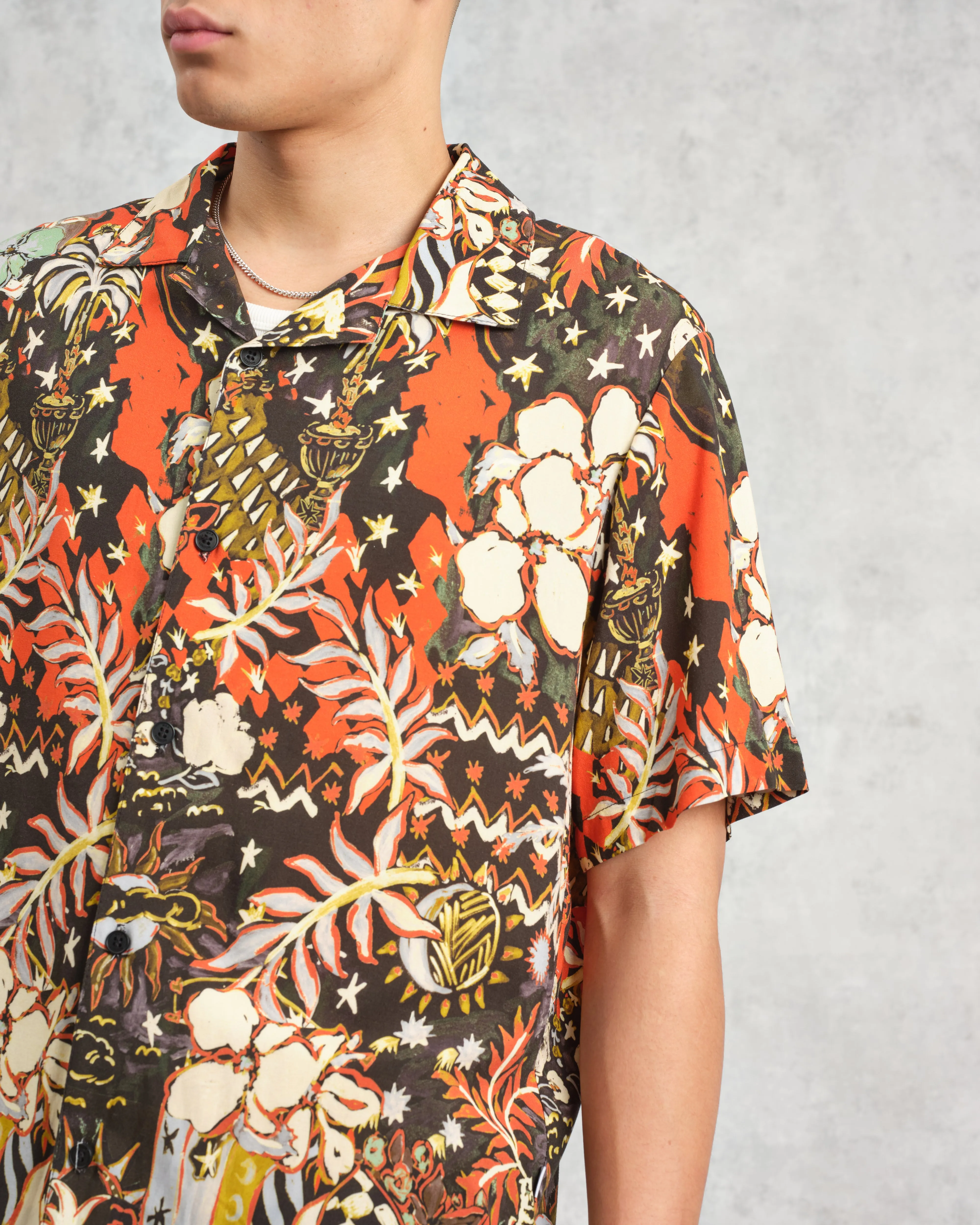 Didcot - Black And Multicolour Abstract Short-Sleeve Shirt sold by Wax London product image thumbnail 3