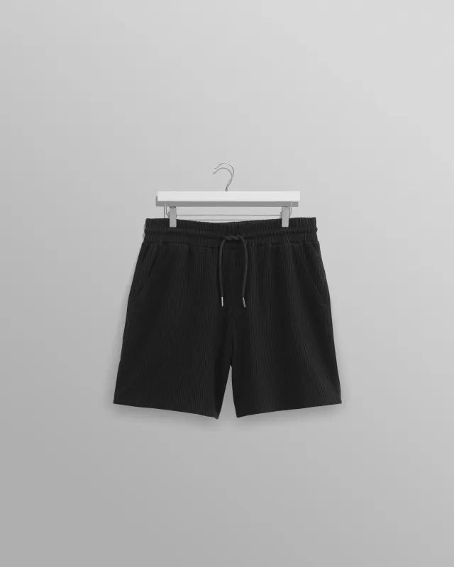 Dudley - Black Textured Waffle Shorts made by Wax London
