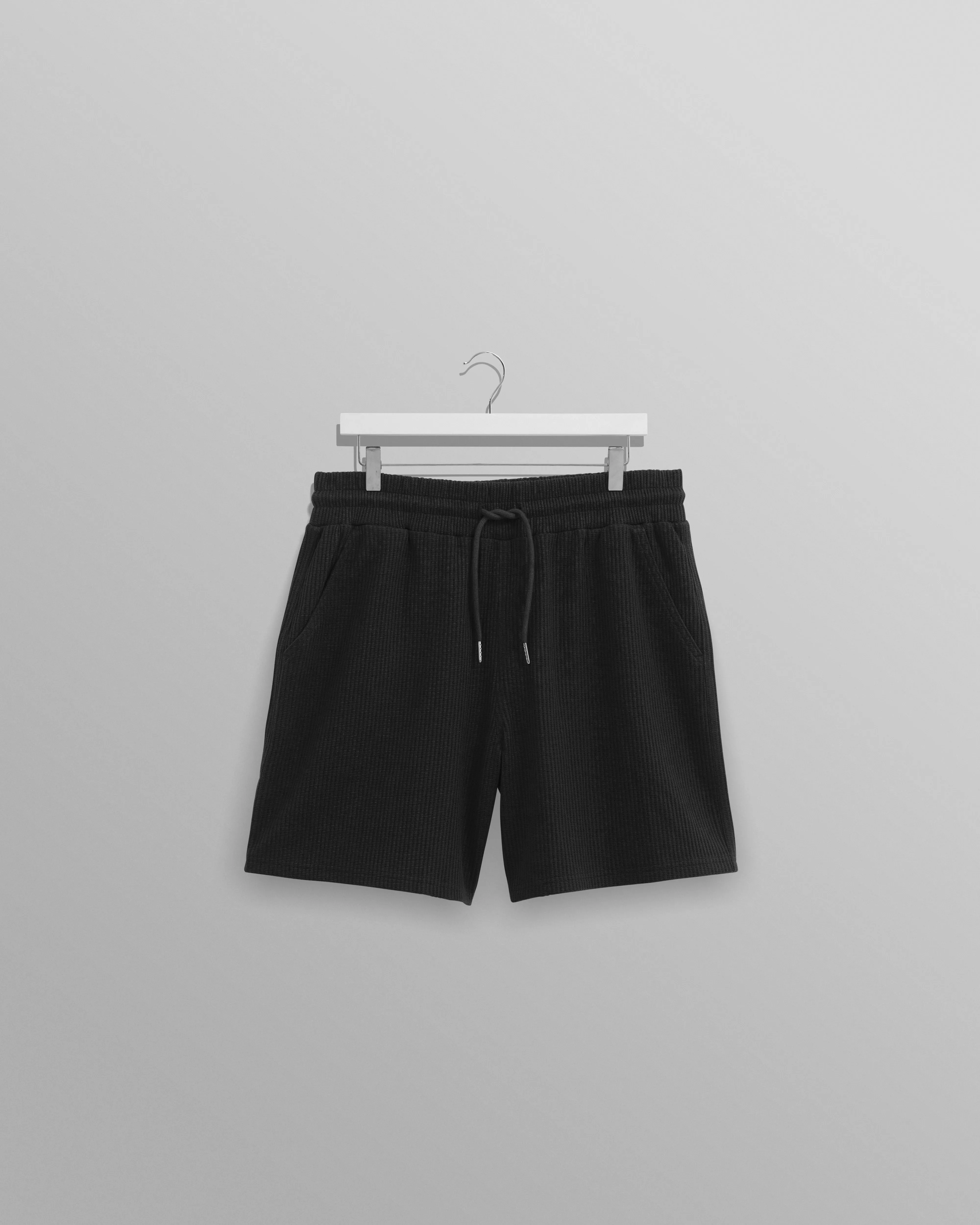 Dudley - Black Textured Waffle Shorts sold by Wax London