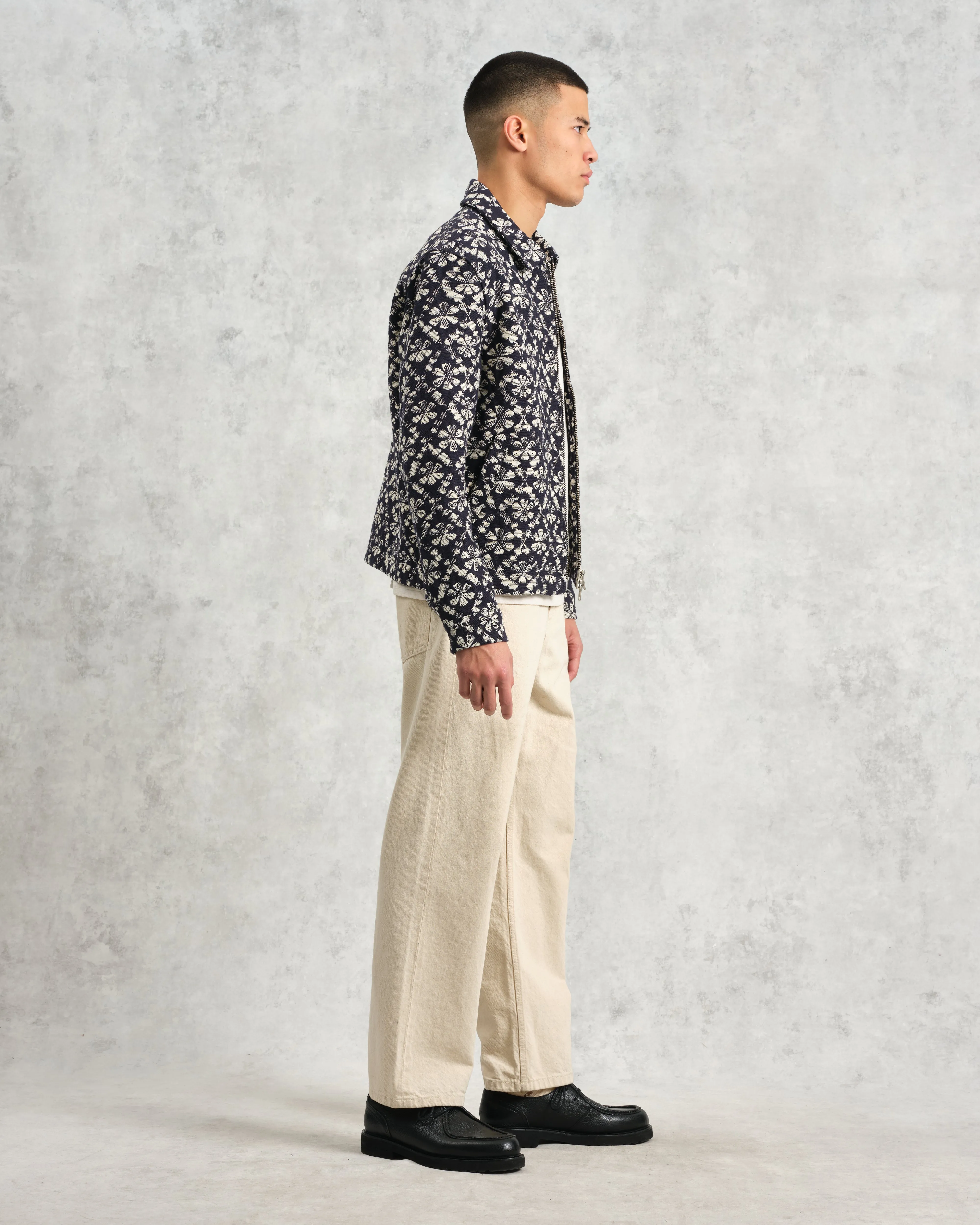 Eldon - Navy Flower Stamp Jacquard Jacket sold by Wax London product image thumbnail 5