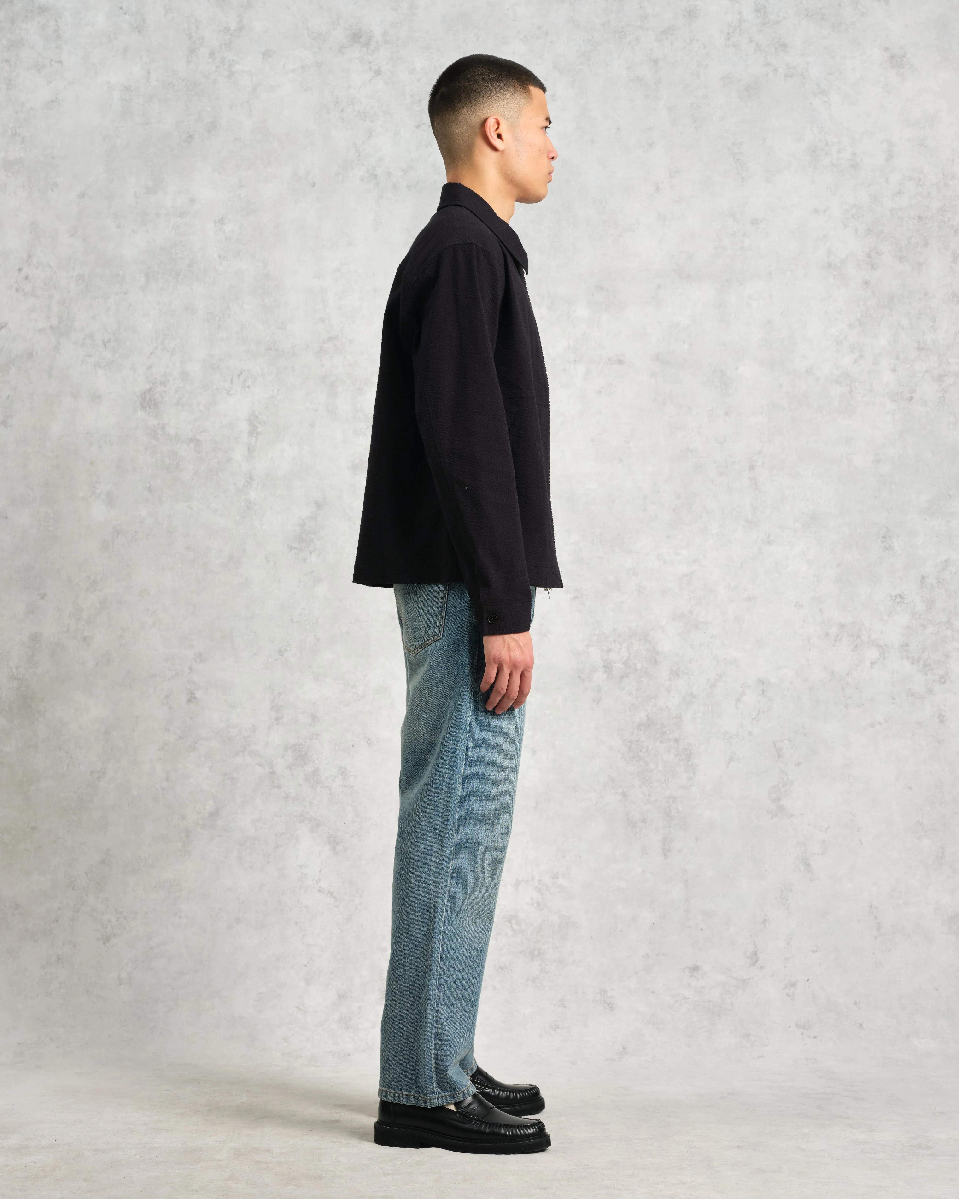 Eldon - Black Cotton Seersucker Jacket sold by Wax London product image thumbnail 5